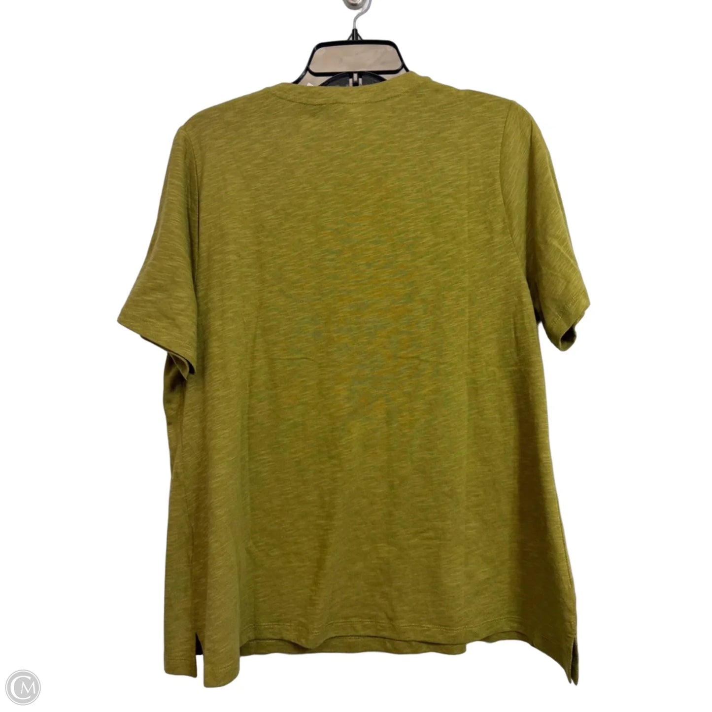 Top Short Sleeve Basic By Denim And Co Qvc In Green, Size: L