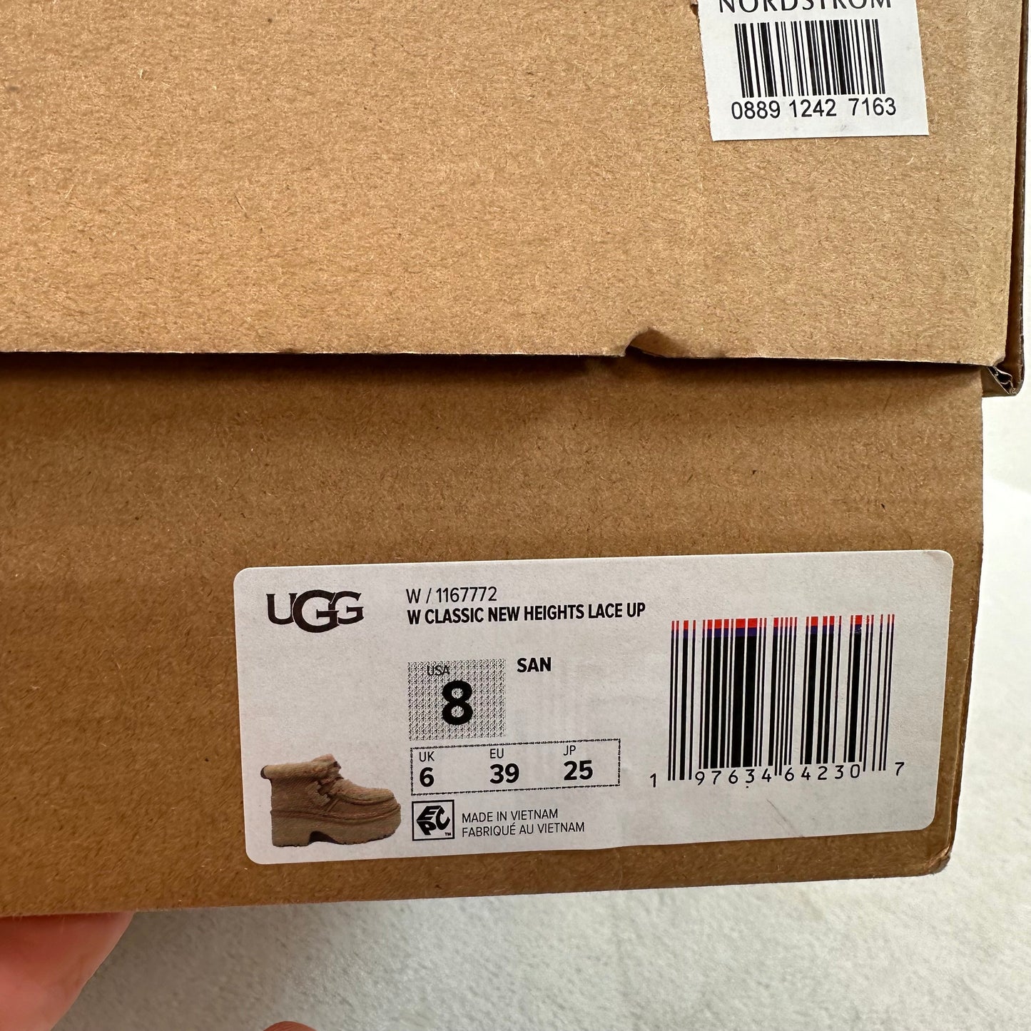 Classic New Heights Lace-Up Boots Designer By Ugg In Tan, Size: 8