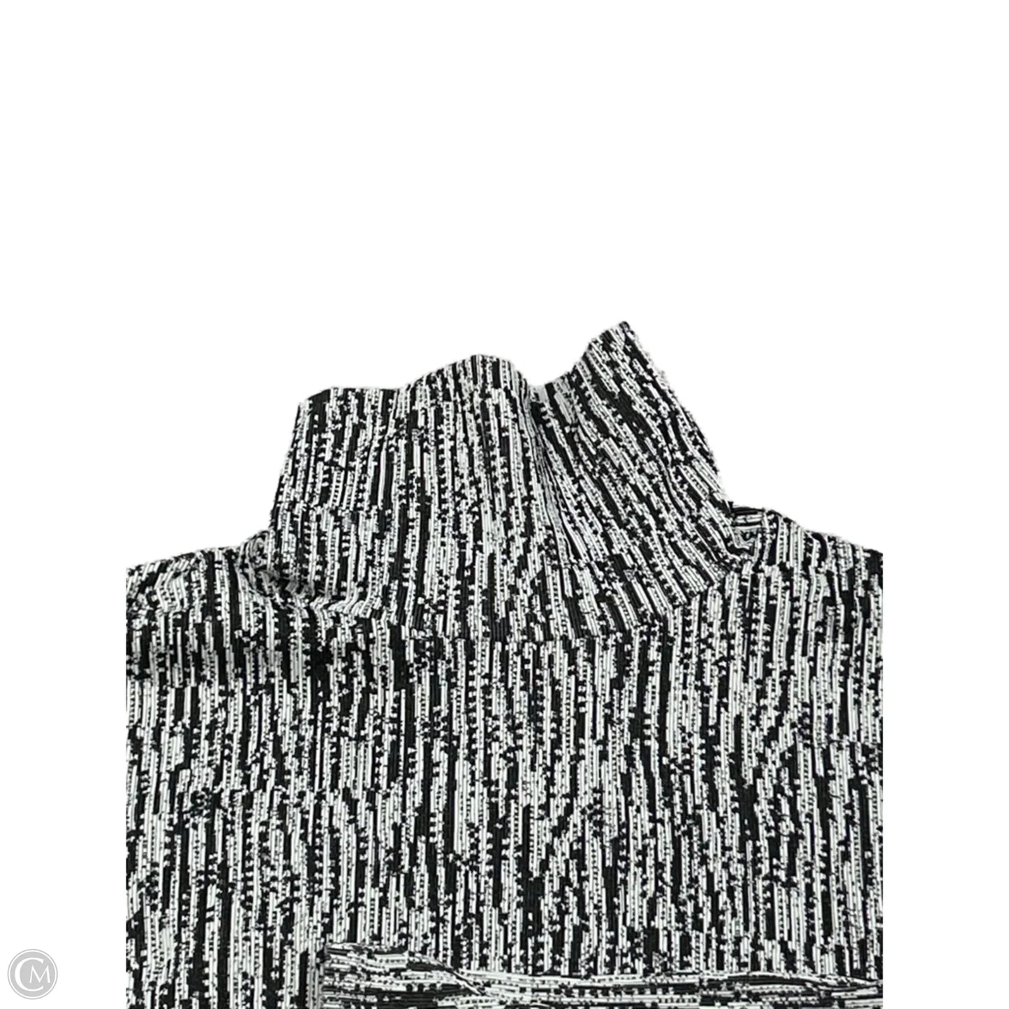 Athletic Top Long Sleeve Collar By Athleta In Black & White, Size: L