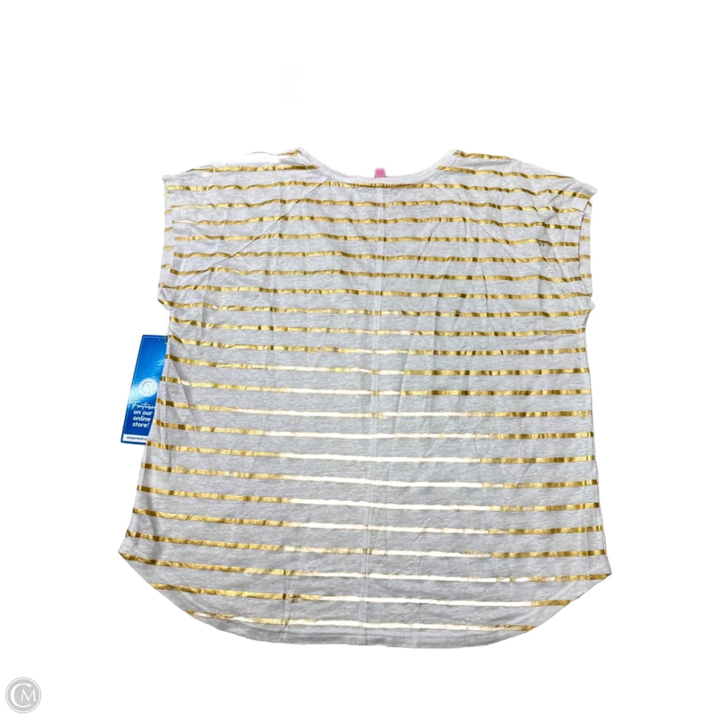 New! Top Short Sleeve Designer By Lilly Pulitzer In Gold & White, Size: Xl