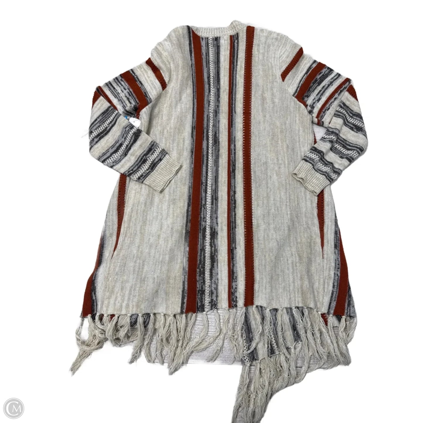 Sweater Cardigan By Absolutely Famous In Cream & Orange, Size: 30