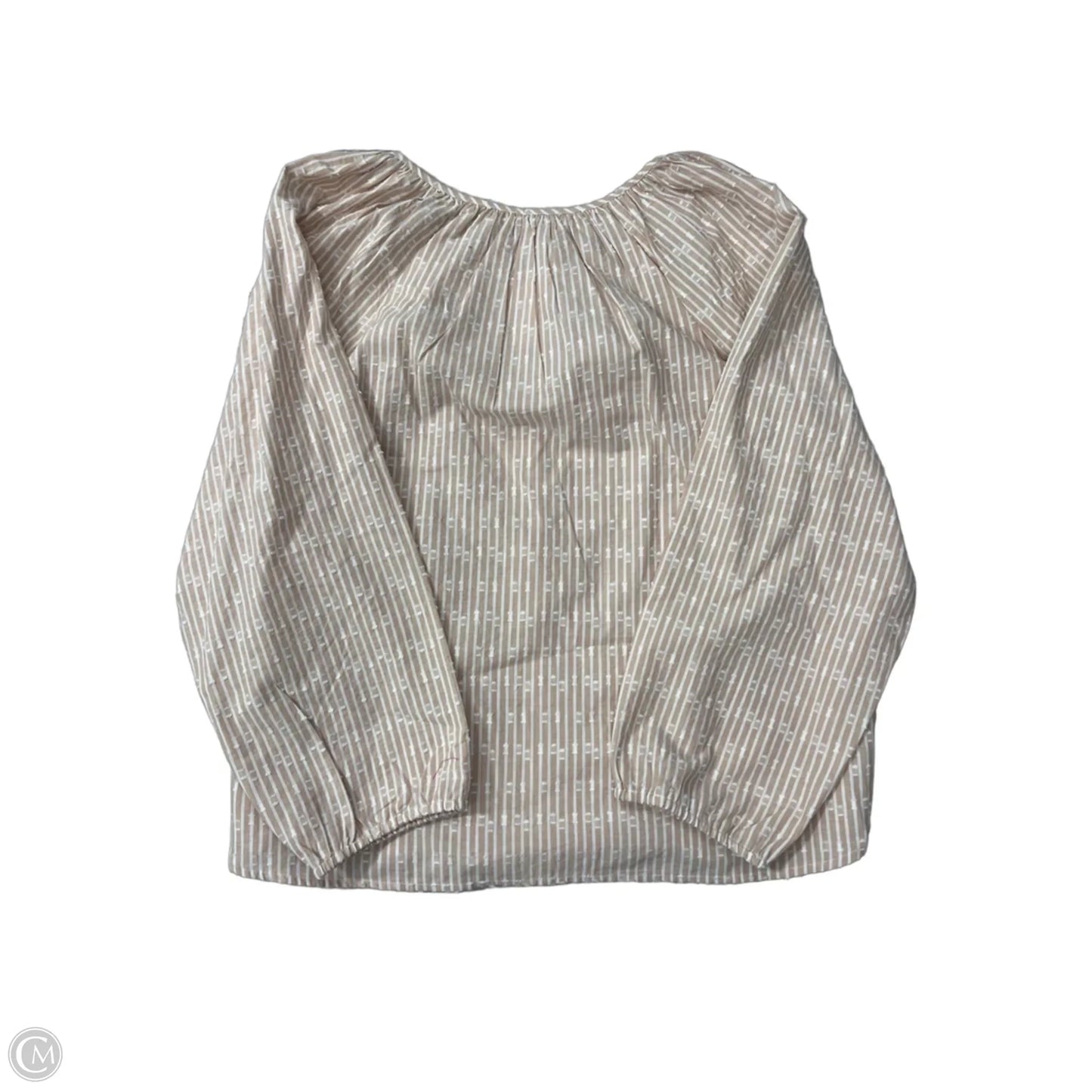 New! Top Long Sleeve By Loft In Tan & White, Size: L
