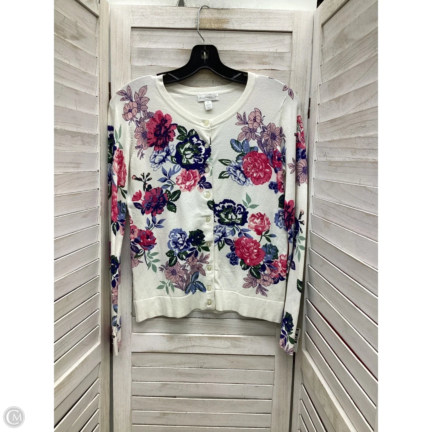 Cardigan By Charter Club In Floral Print, Size: Xs