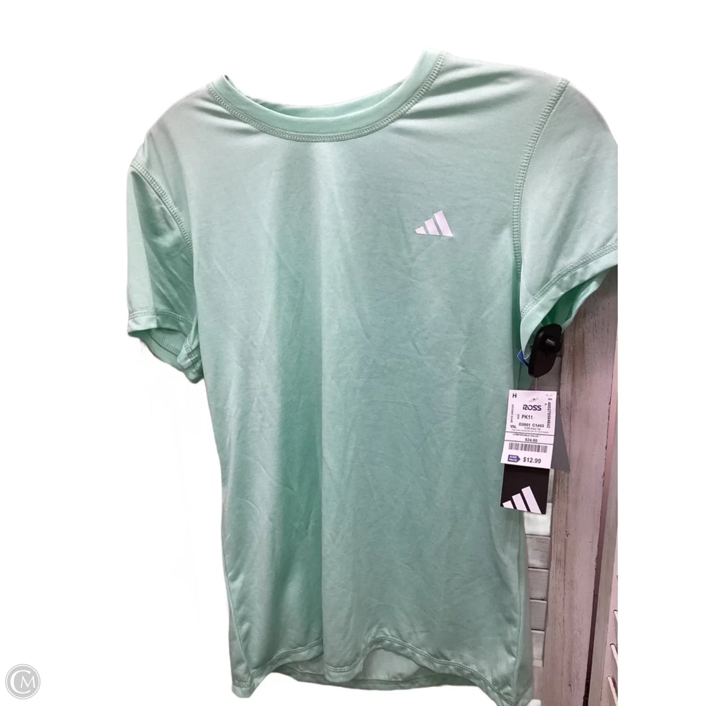 Athletic Top Short Sleeve By Adidas In Teal, Size: M