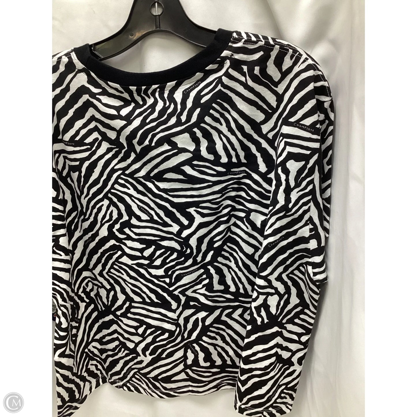 Top Short Sleeve By Champion In Zebra Print, Size: Xl