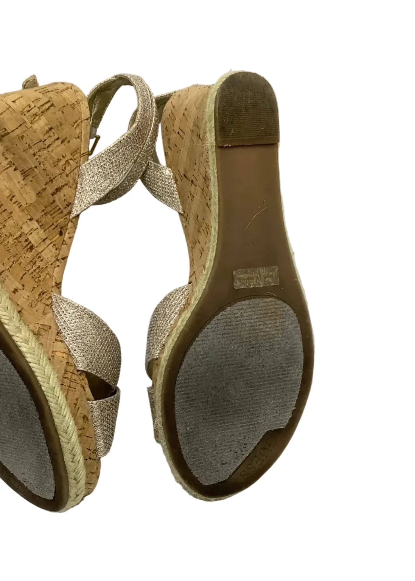 Sandals Heels Wedge By Guess In Rose Gold, Size: 9