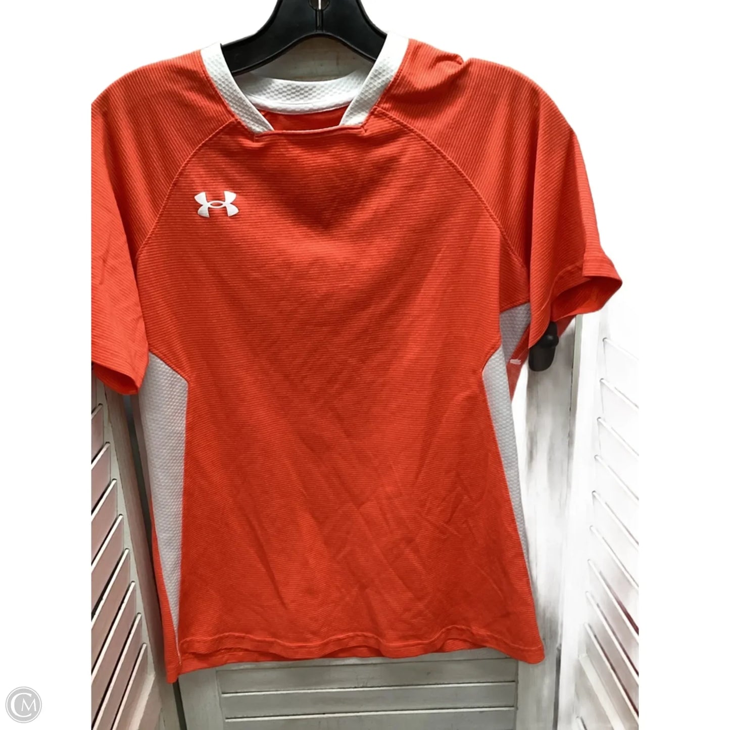 Athletic Top Short Sleeve By Under Armour In Orange, Size: M
