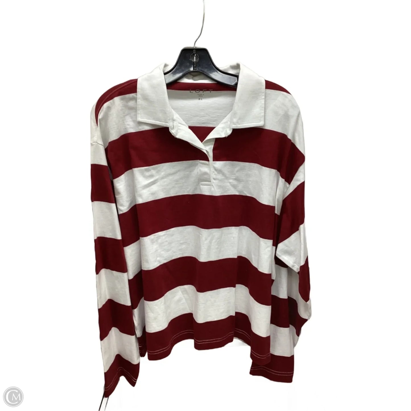 Top Long Sleeve By Loft In Striped Pattern, Size: Xl