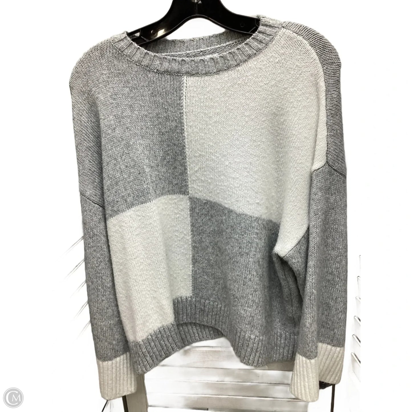 Sweater By Nine West In Grey & White, Size: Xxl