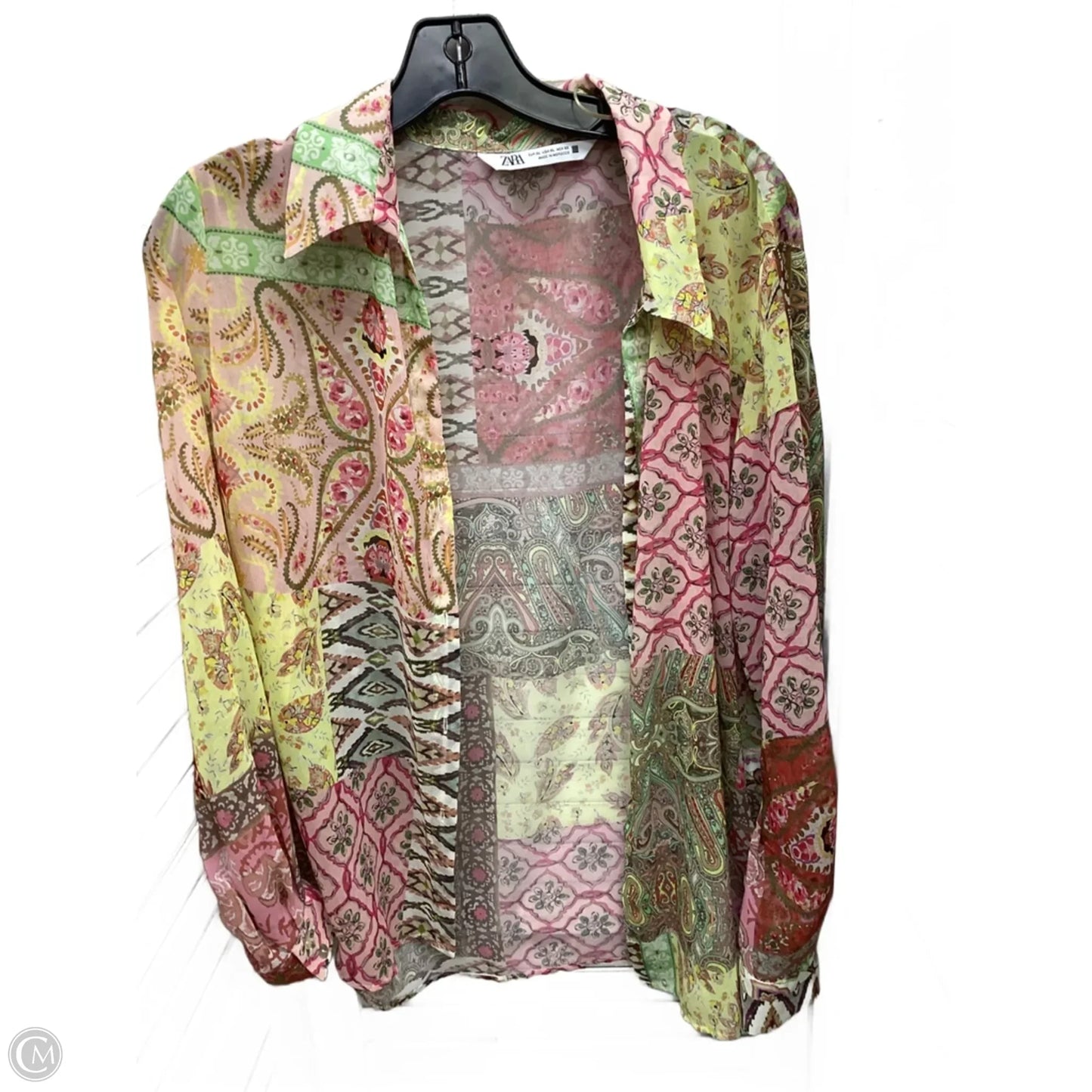 Top Long Sleeve By Zara In Paisley Print, Size: Xl