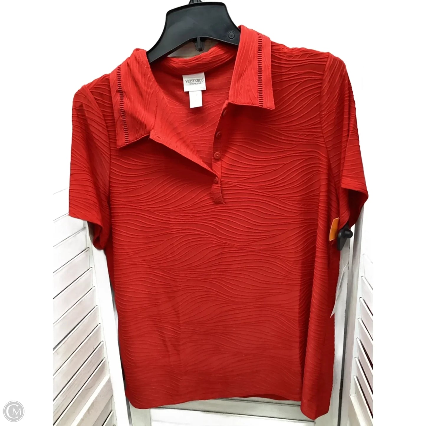 Top Short Sleeve By Chicos In Red, Size: M