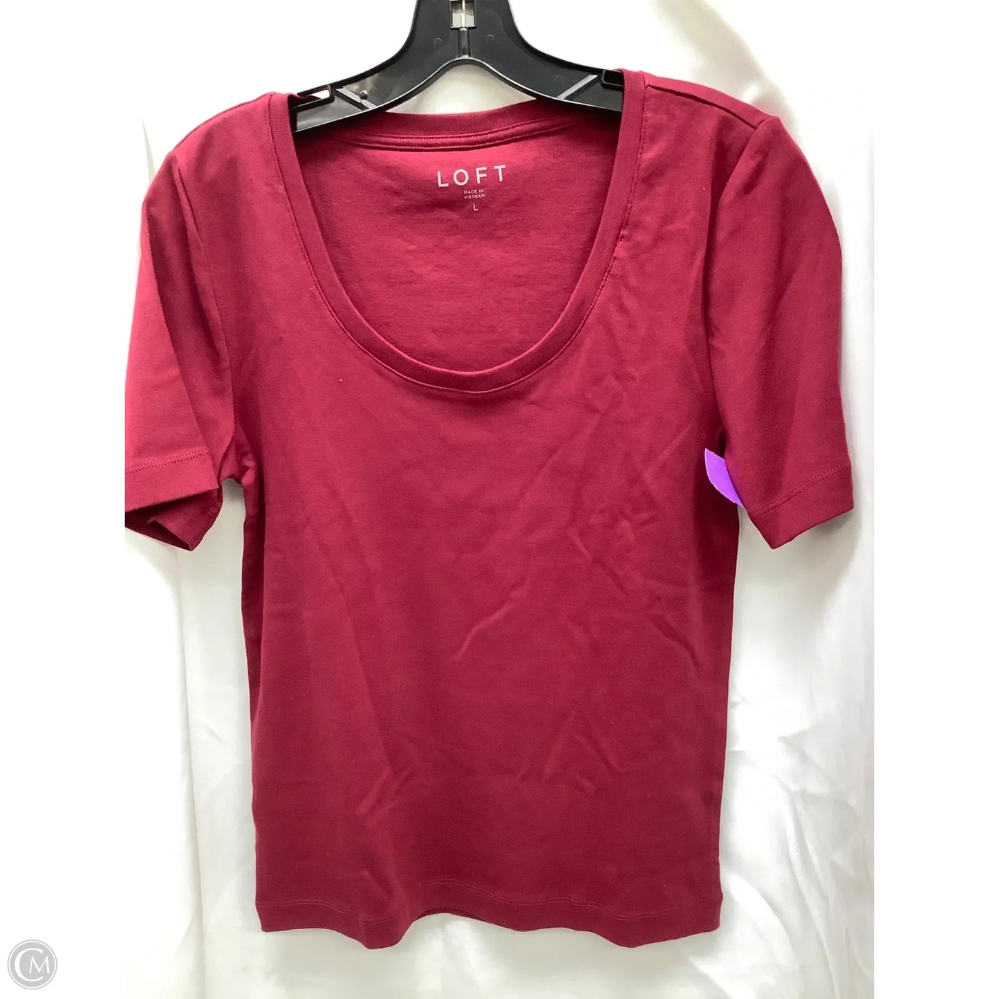 Top Short Sleeve By Loft In Maroon, Size: L