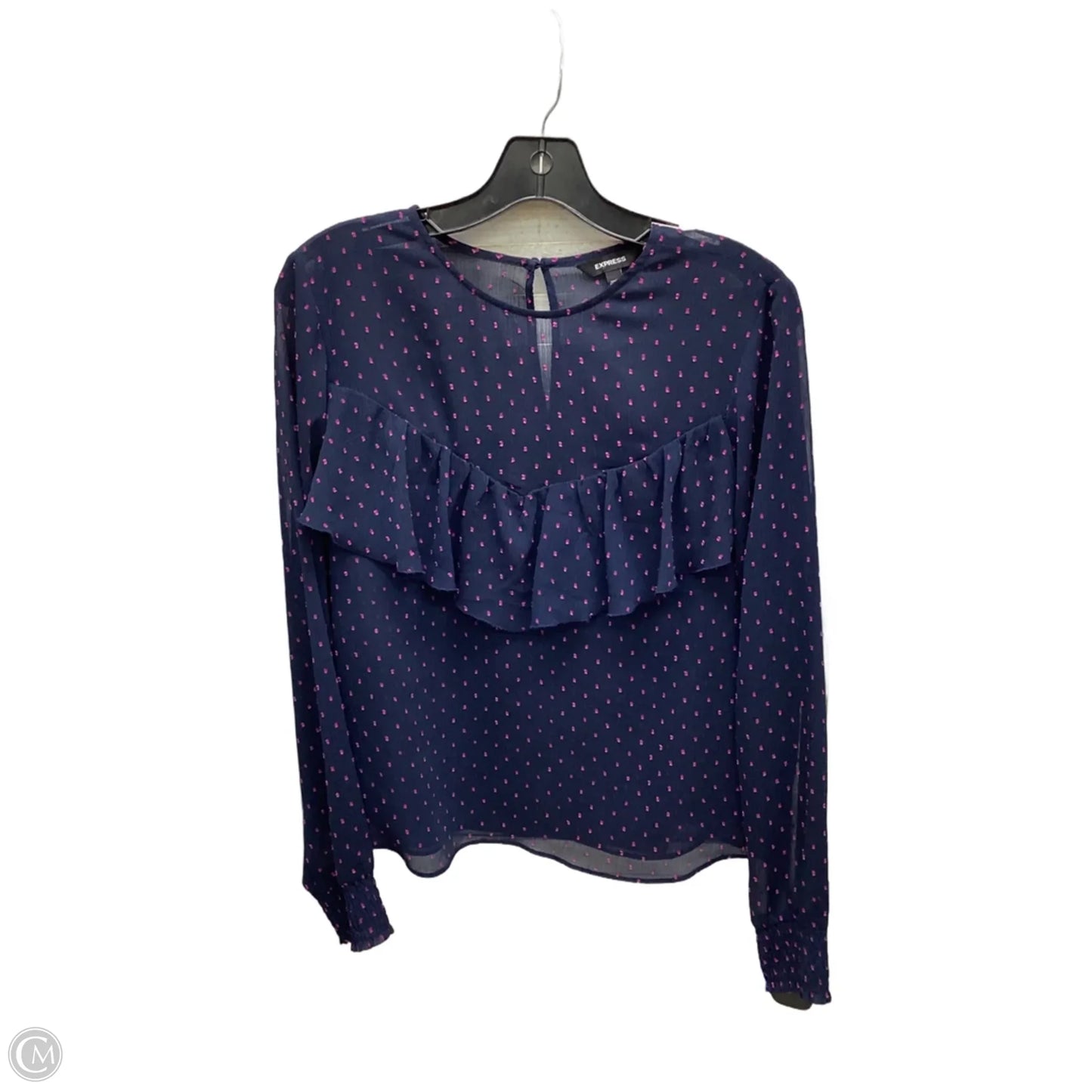 Top Long Sleeve By Express In Navy, Size: M