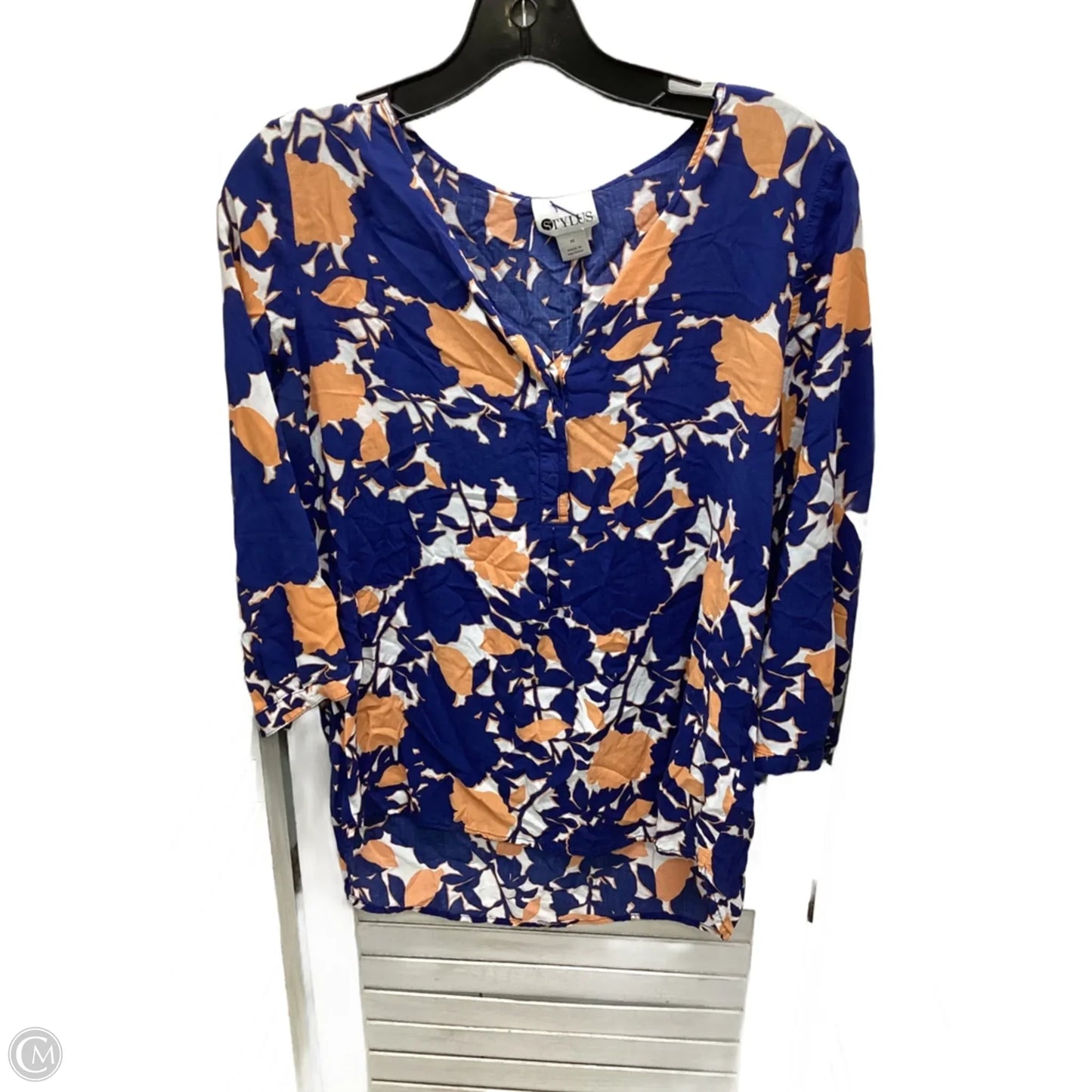 Top 3/4 Sleeve By Stylus In Floral Print, Size: M