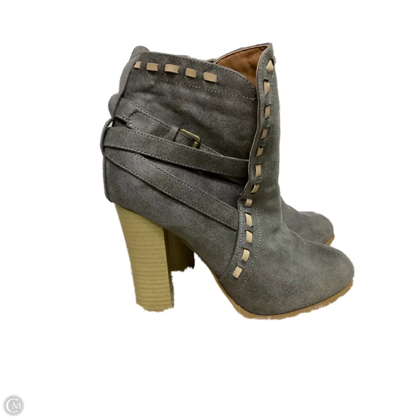 Boots Ankle Heels By Venus In Grey, Size: 9