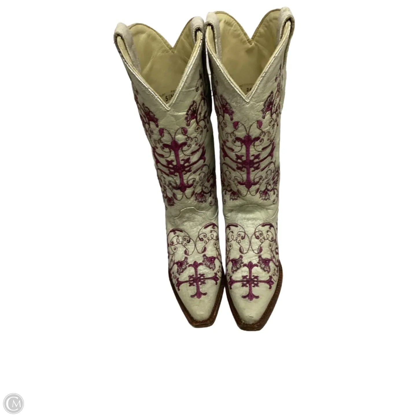 Boots Western By Corral In Cream & Pink, Size: 5.5