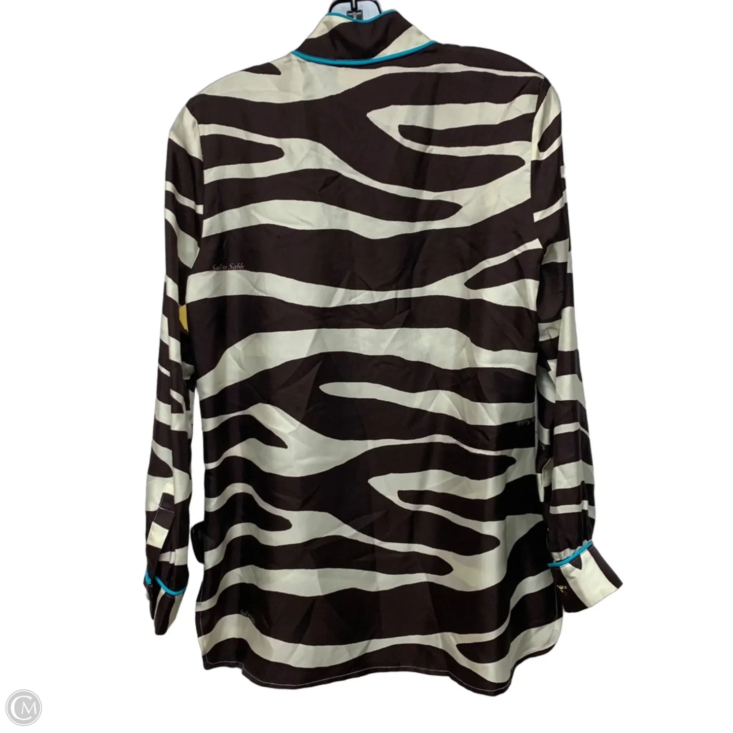 Blouse Long Sleeve By Sail To Sable In Brown & Cream, Size: S
