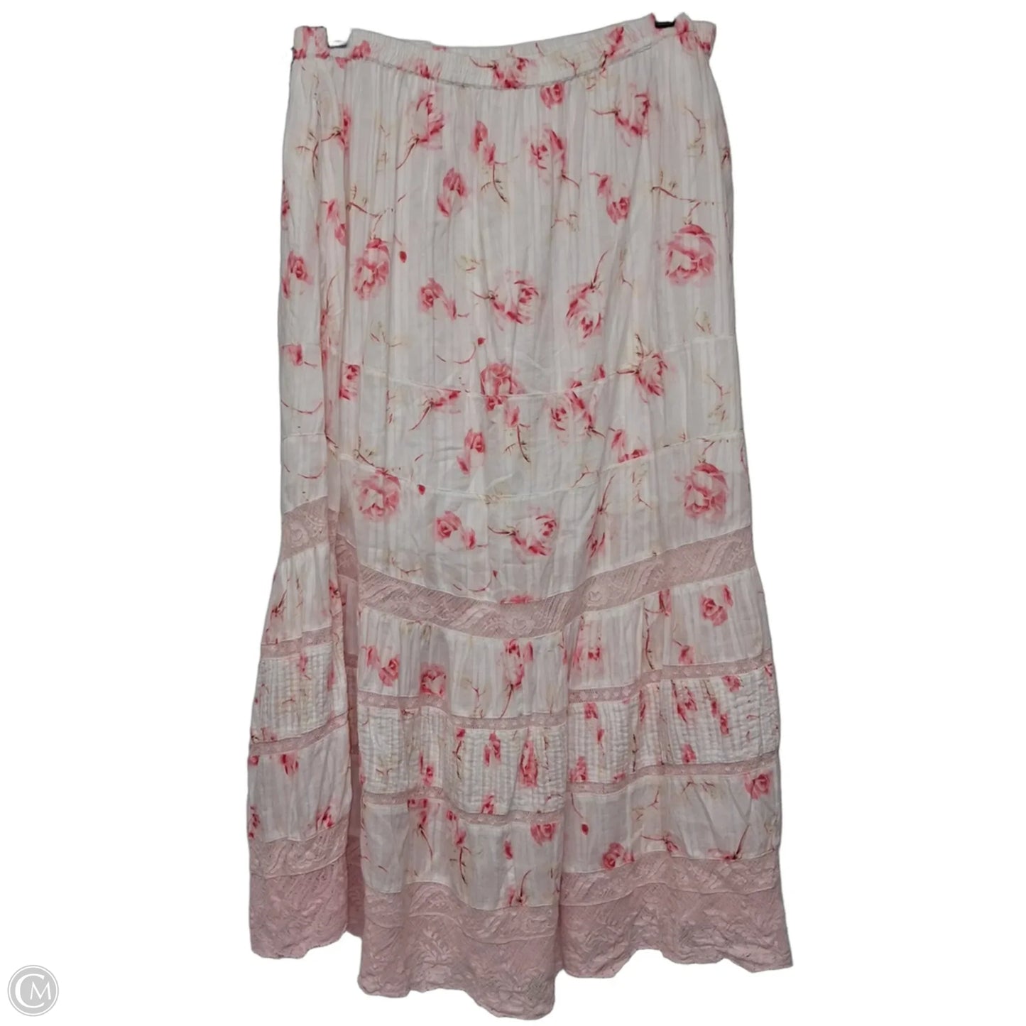 Skirt Maxi By Loveshackfancy In Pink & White, Size: Xl