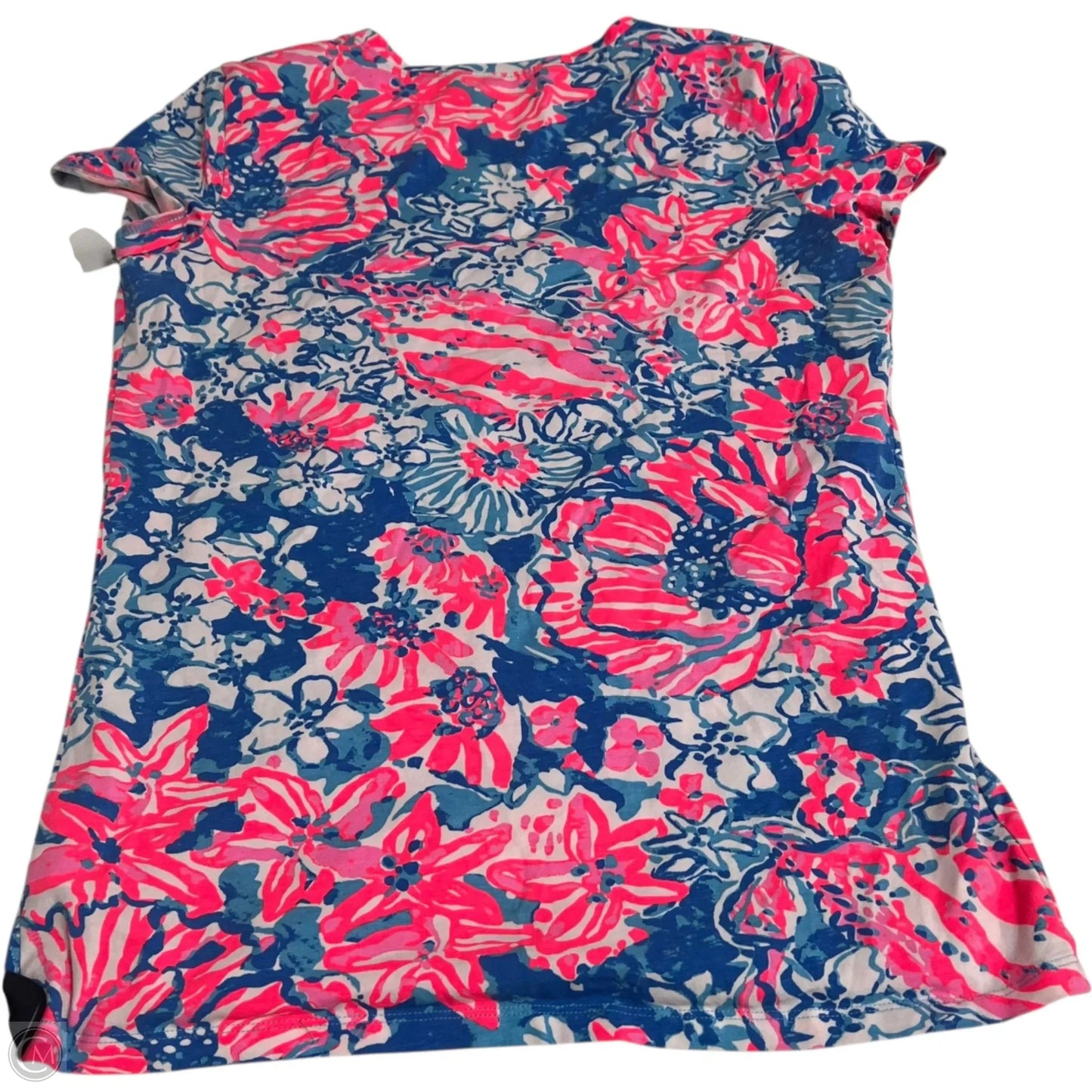 Top Short Sleeve Designer By Lilly Pulitzer In Blue & Pink, Size: M