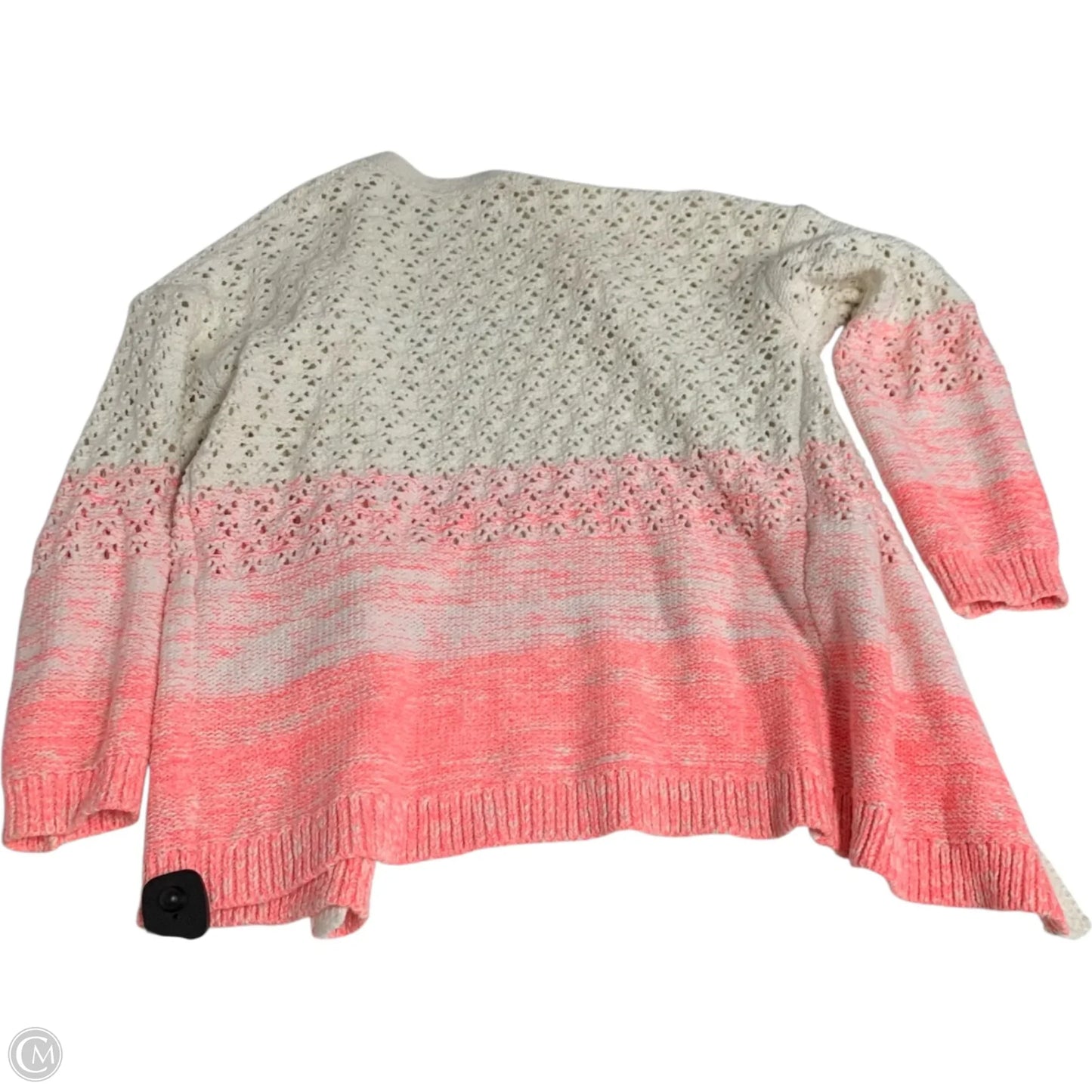 Sweater Cardigan By Anthropologie In Pink & White, Size: M