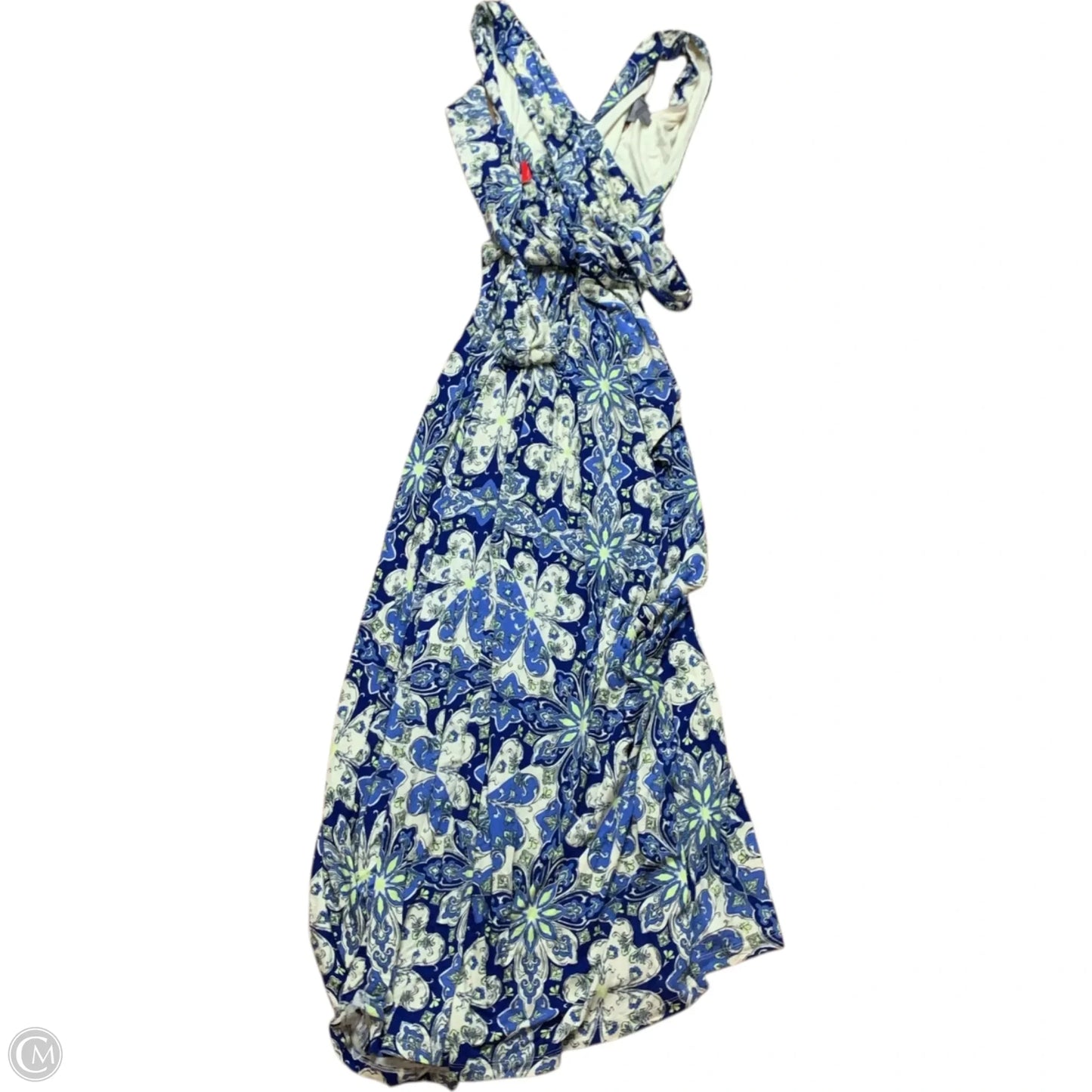 Dress Casual Maxi By vanessa virginia In Blue & Cream, Size: L