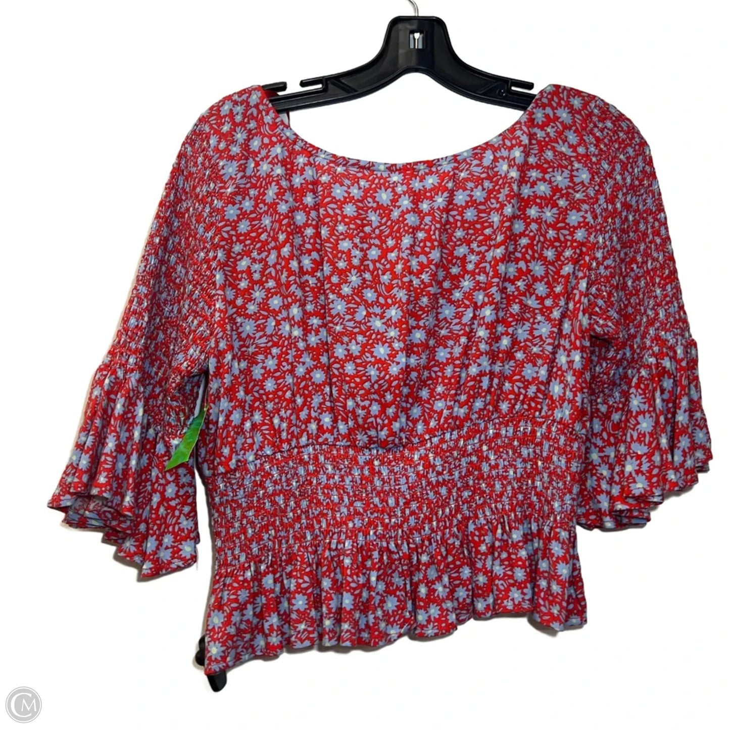 Top 3/4 Sleeve By Free People In Blue & Red, Size: S