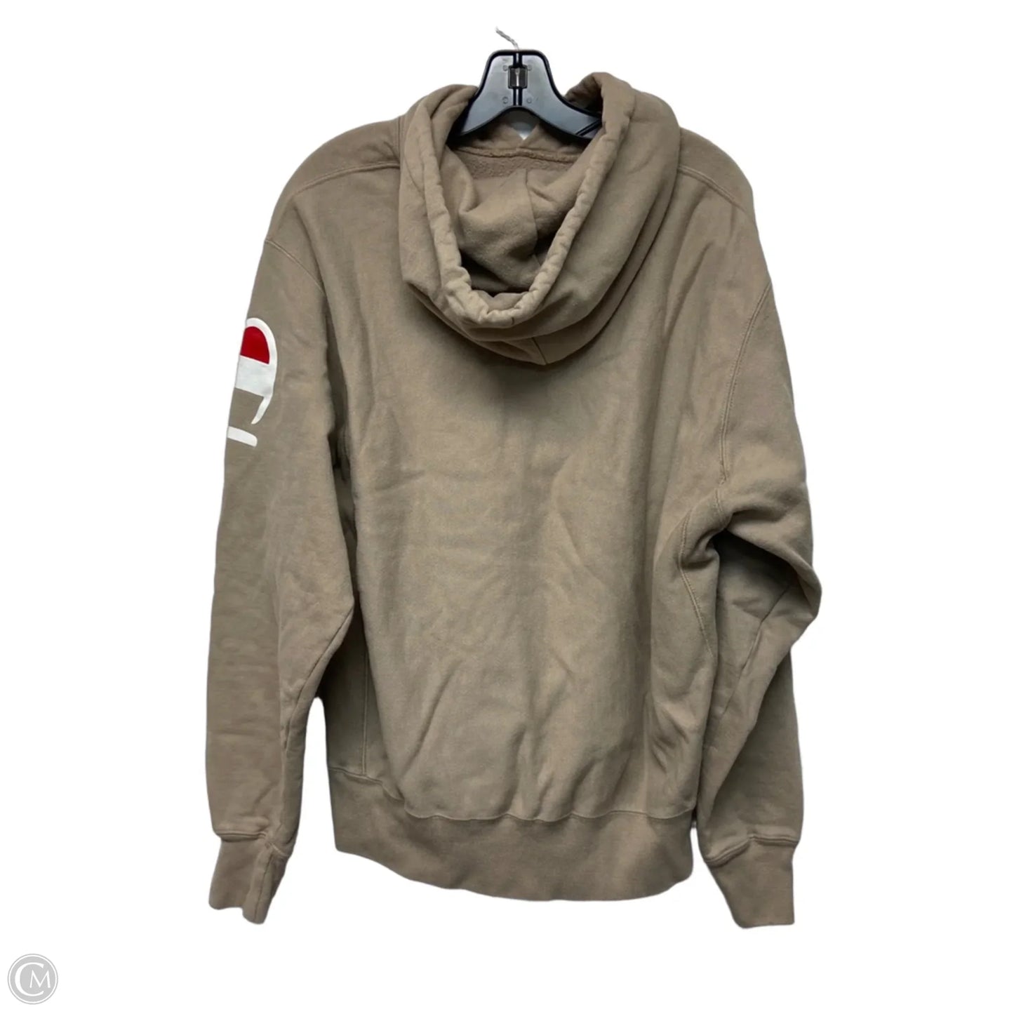 Sweatshirt Hoodie By Champion In Tan, Size: L