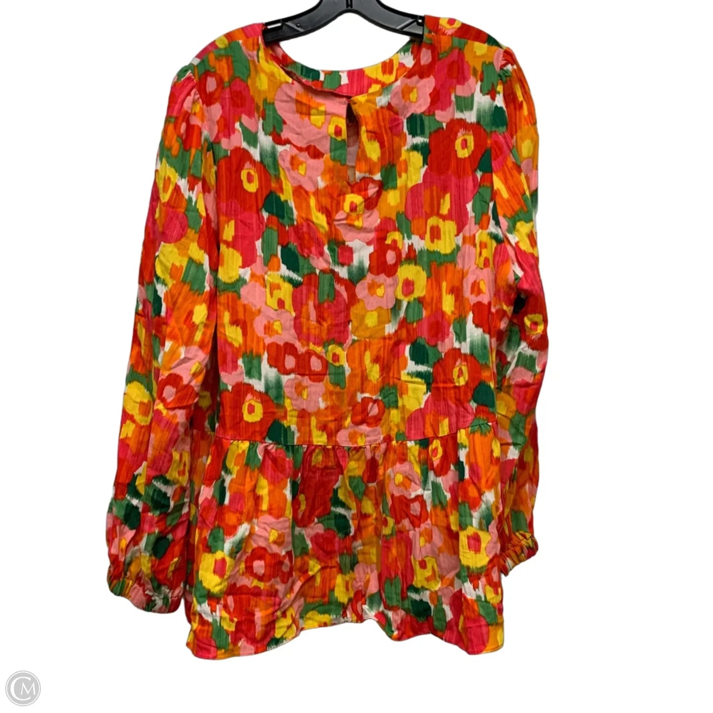 Top Long Sleeve By Pomander Place In Red & Yellow, Size: 2x