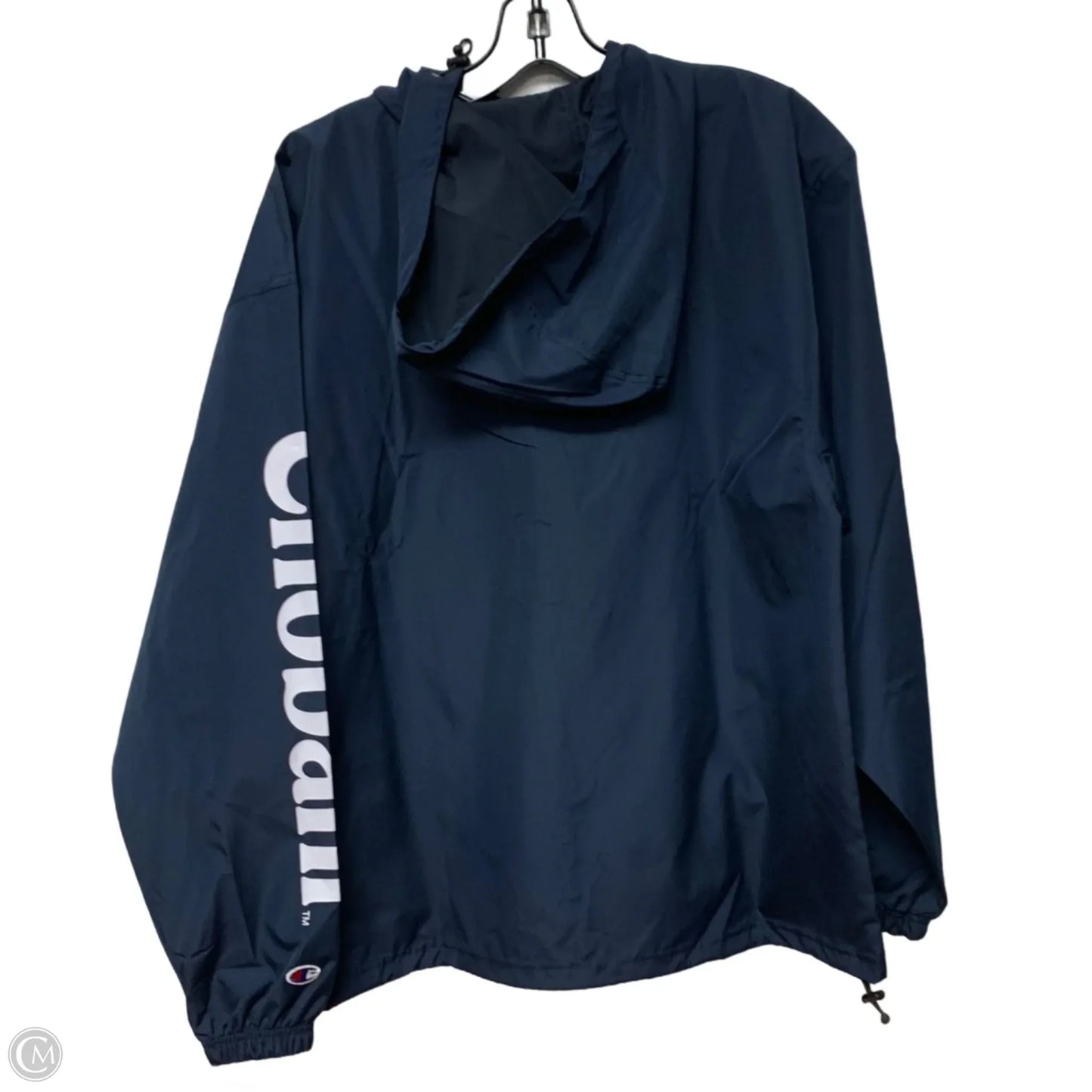Jacket Windbreaker By Champion In Navy, Size: M