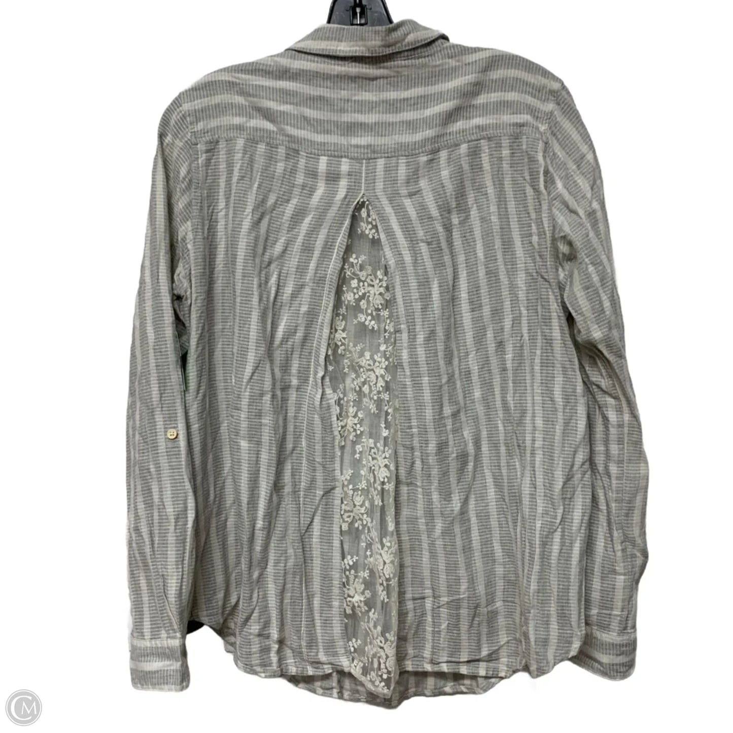 Top Long Sleeve By Isabella Sinclair In Grey & White, Size: M