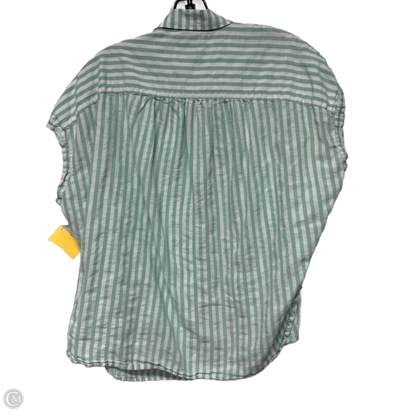 Top Short Sleeve By Madewell In Green & White, Size: M