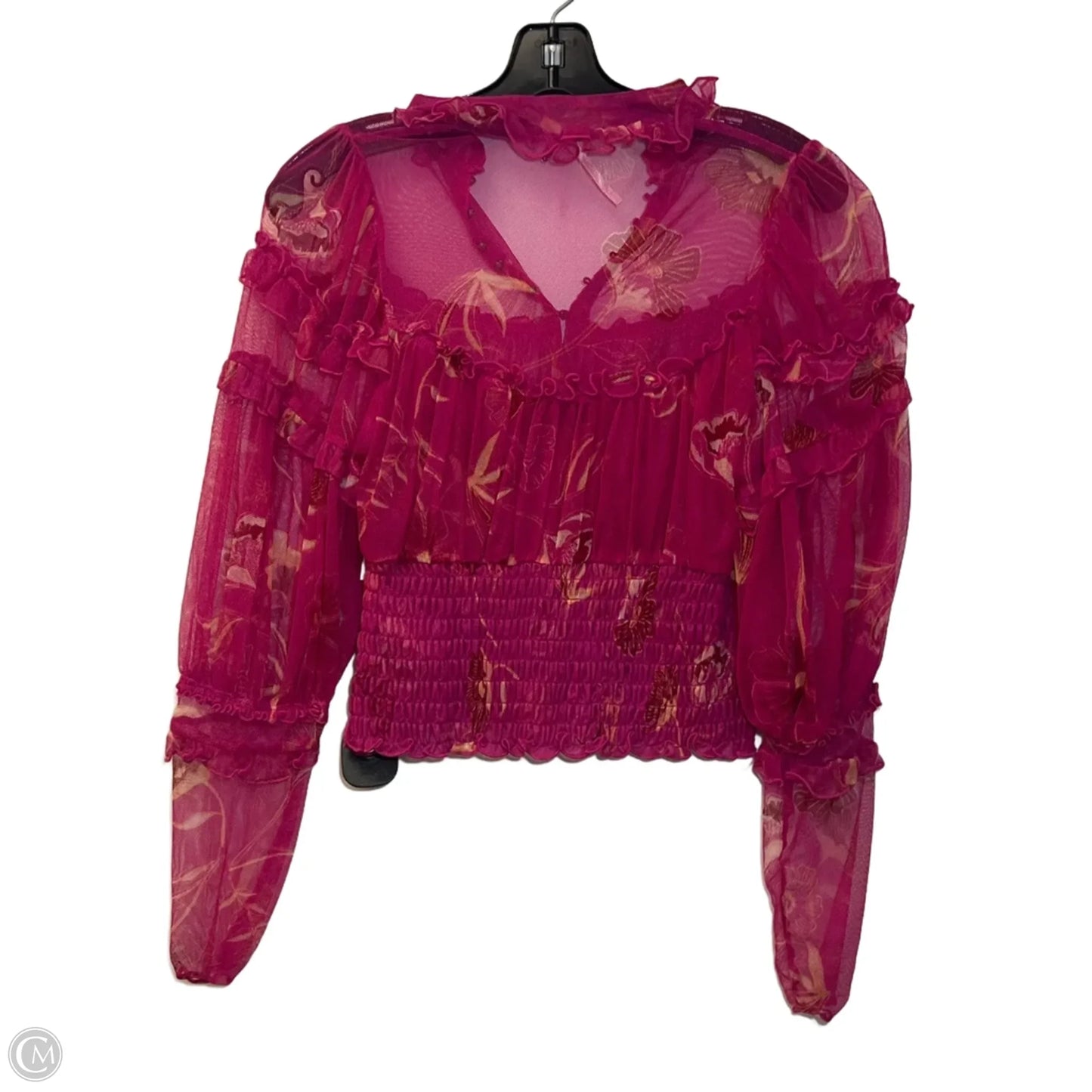 Blouse Long Sleeve By Free People In Pink, Size: S