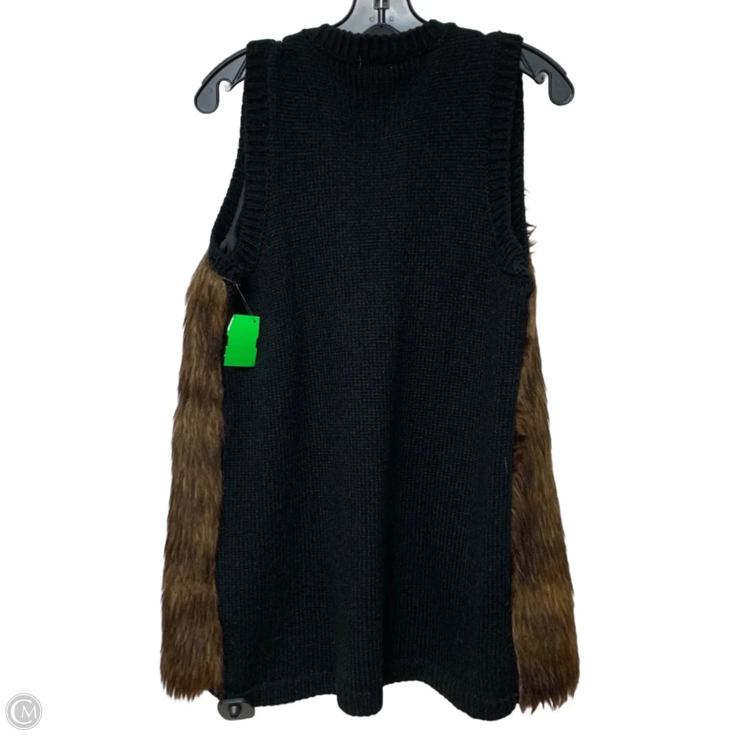 Vest Faux Fur & Sherpa By H&m In Black & Brown, Size: S