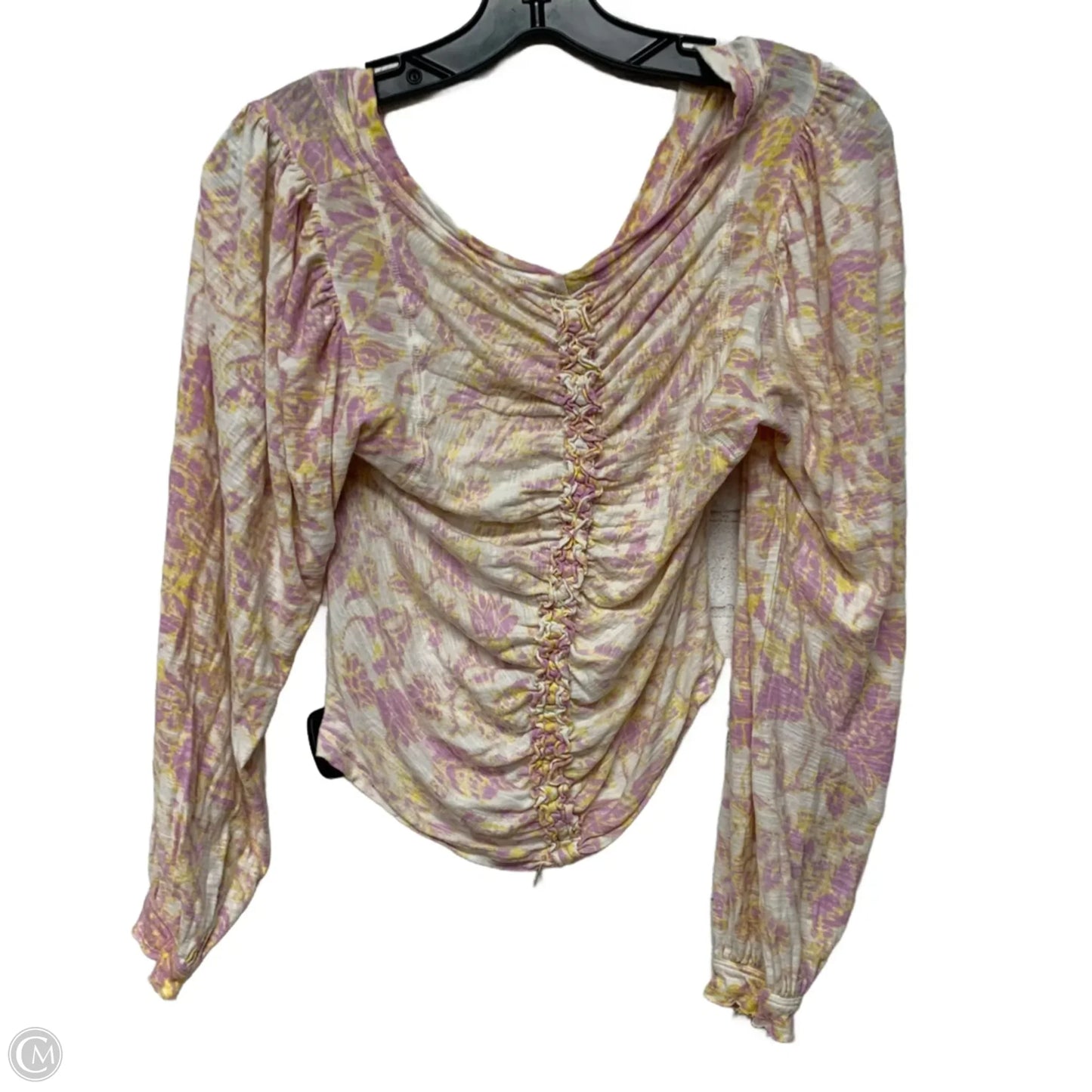Top Long Sleeve By Free People In Cream & Pink, Size: Xs