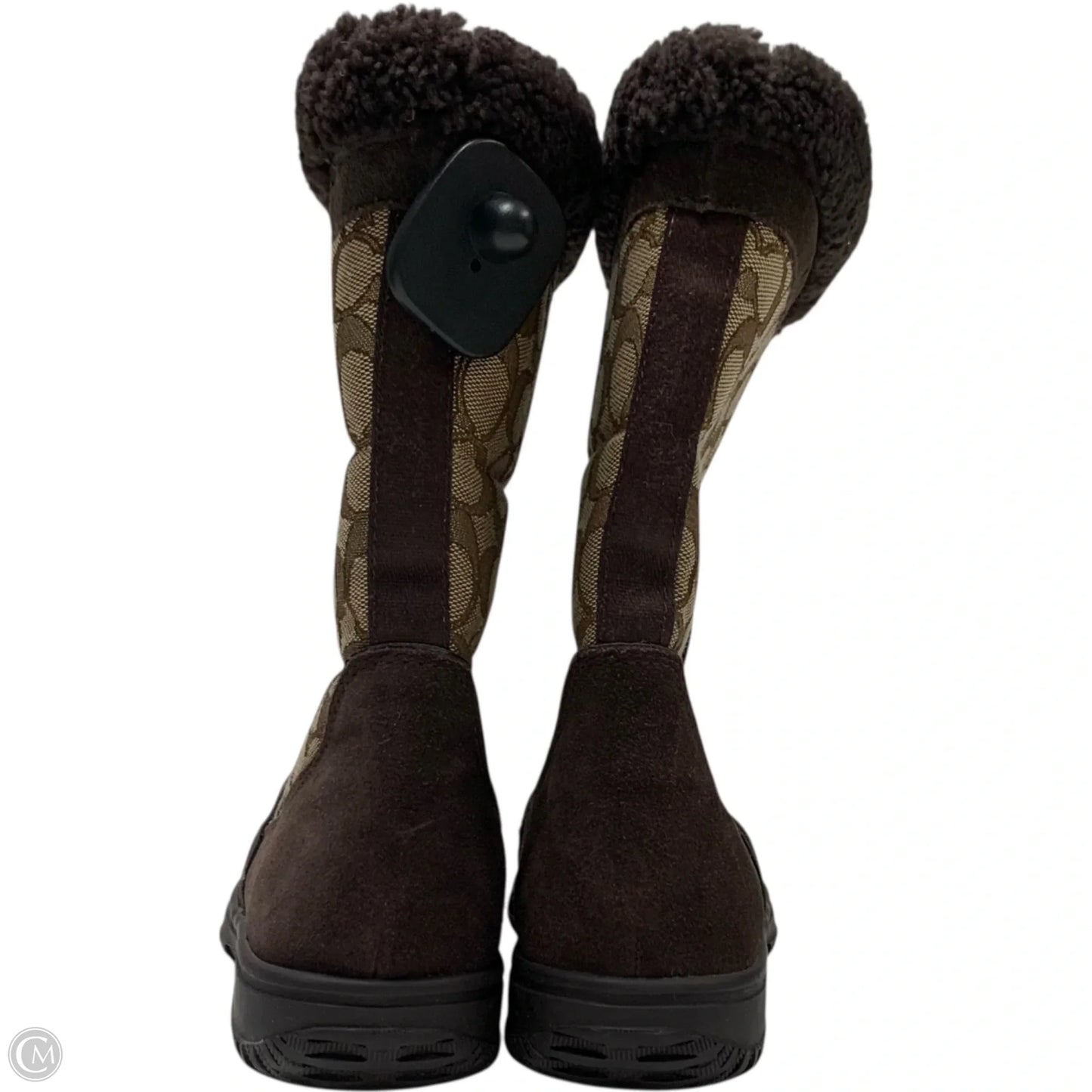 Boots Designer By Coach In Brown & Cream, Size: 5