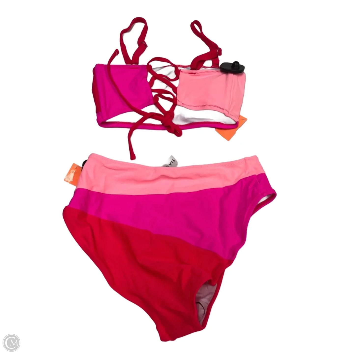 Swimsuit 2pc By Popvil In Pink & Red, Size: M