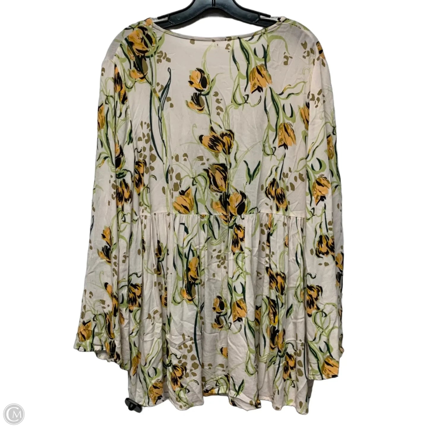 Top Long Sleeve By Free People In Cream & Green, Size: M