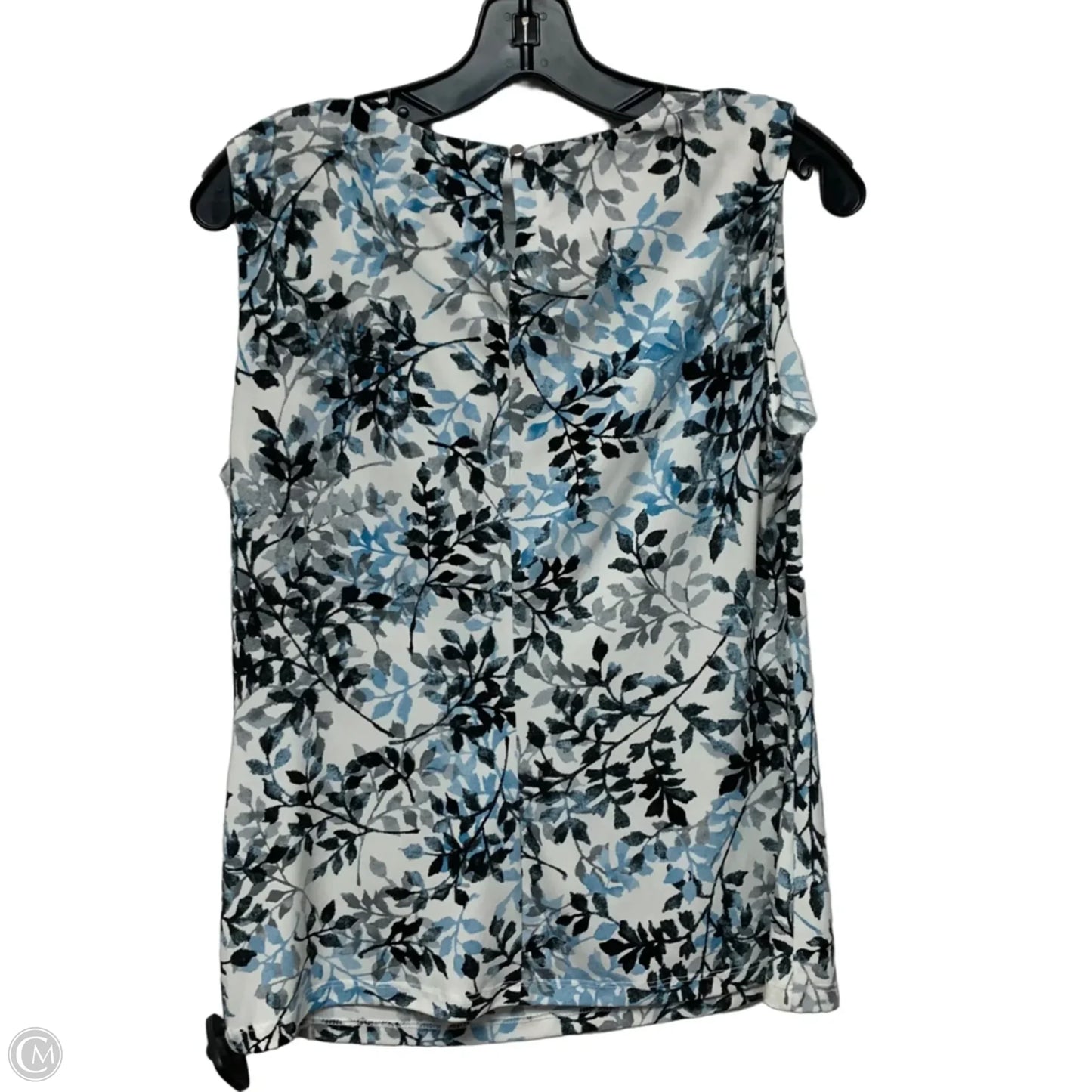 Top Sleeveless By Calvin Klein In Blue & Grey, Size: M