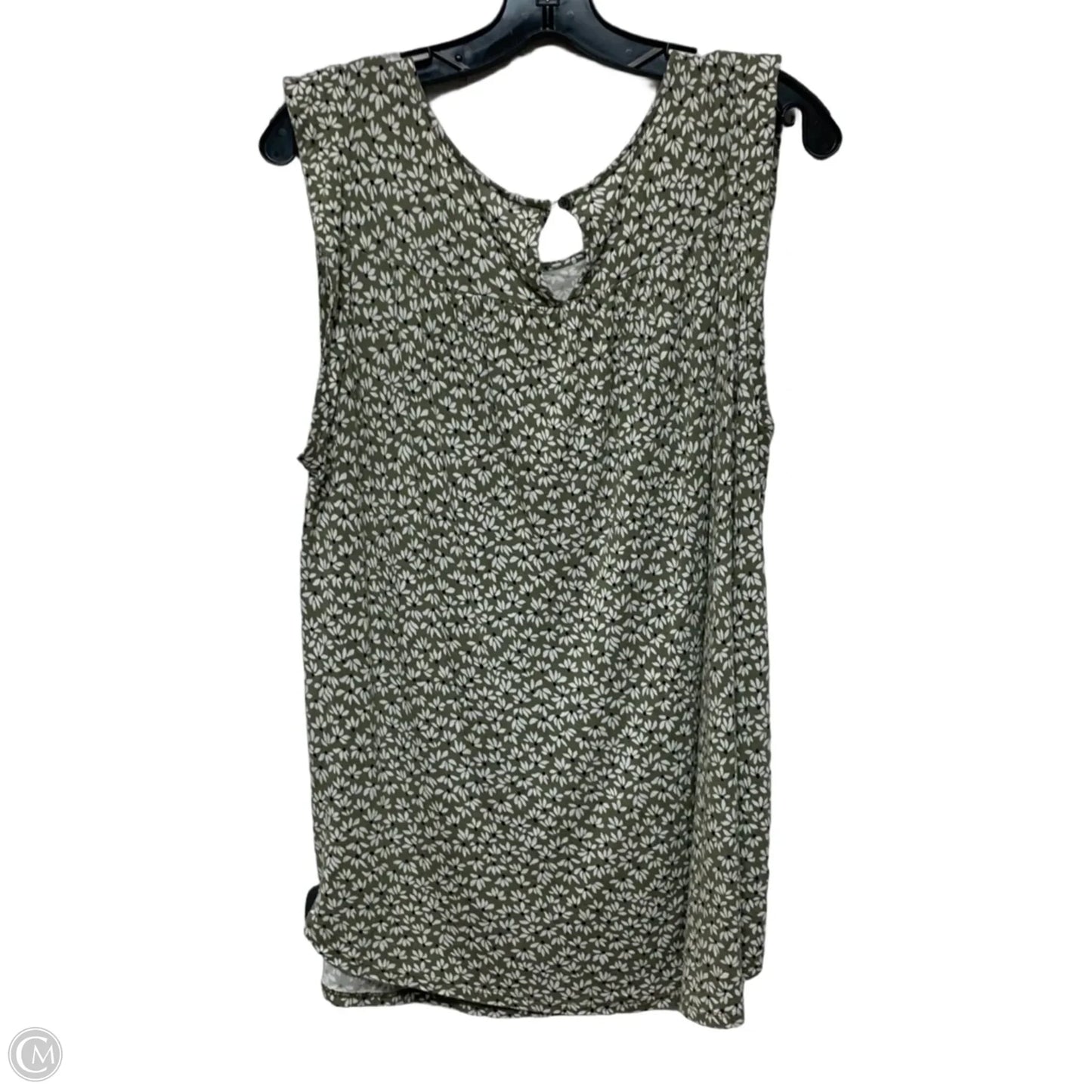 Top Sleeveless By Loft In Green & White, Size: Xl