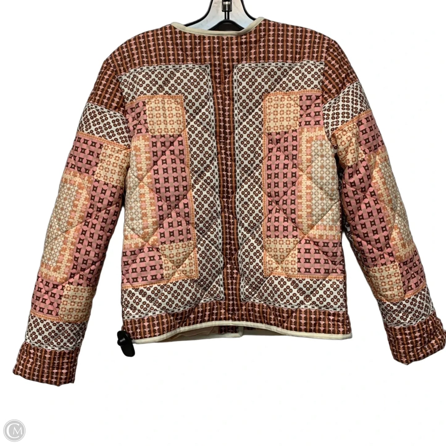 Jacket Puffer & Quilted By Anthropologie In Cream & Orange, Size: S