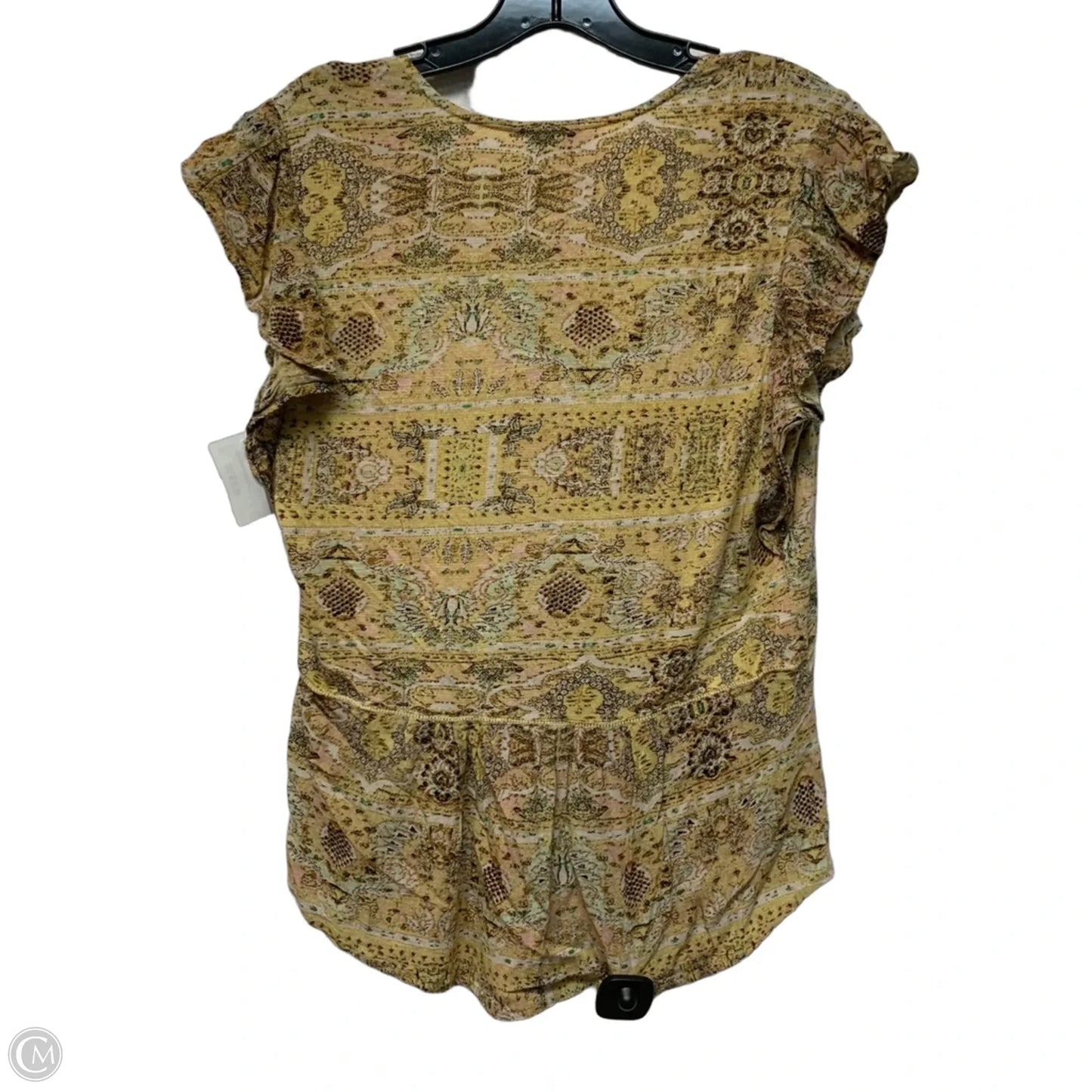Top Short Sleeve By Lucky Brand In Yellow, Size: S