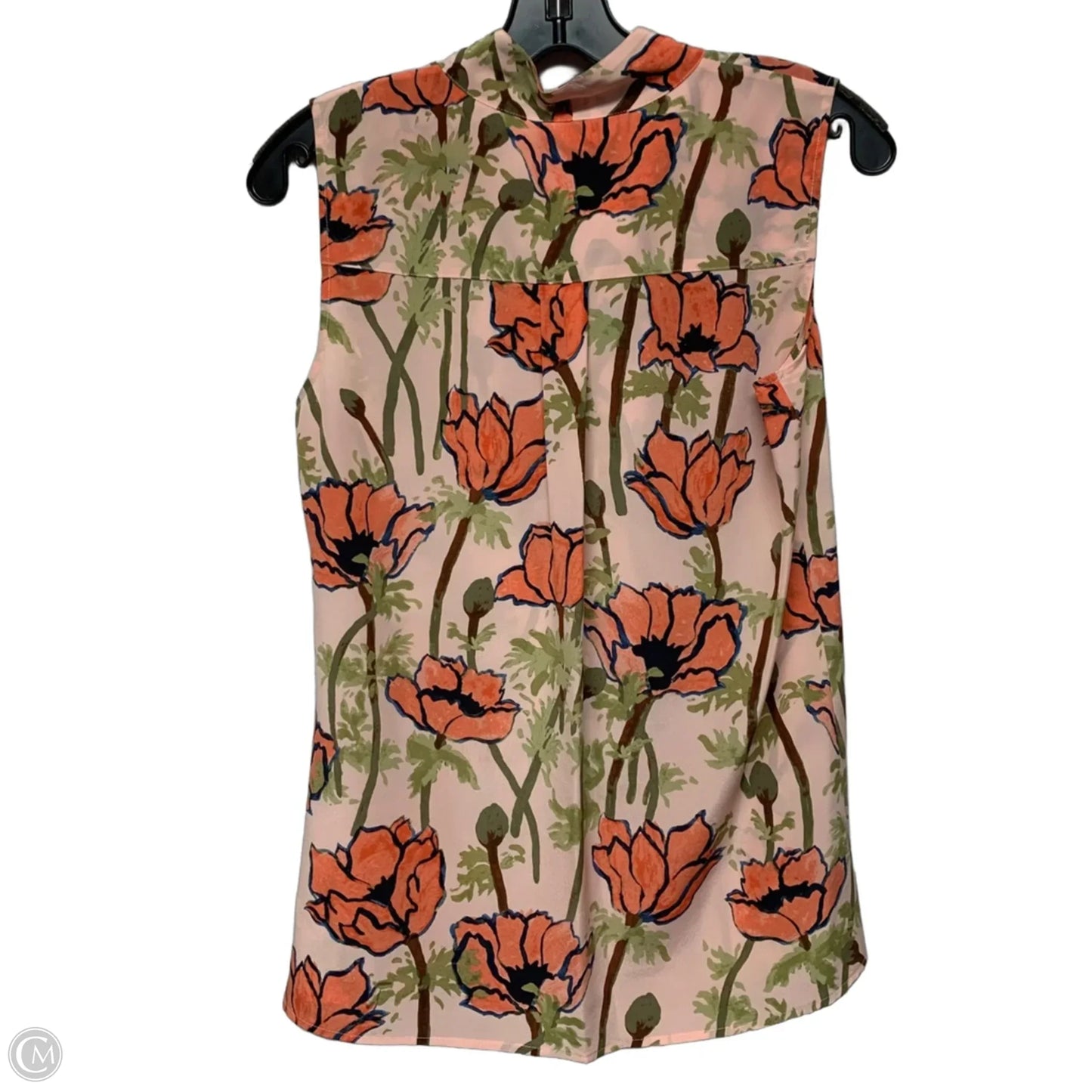 Blouse Designer By Tory Burch In Green & Pink, Size: Xs