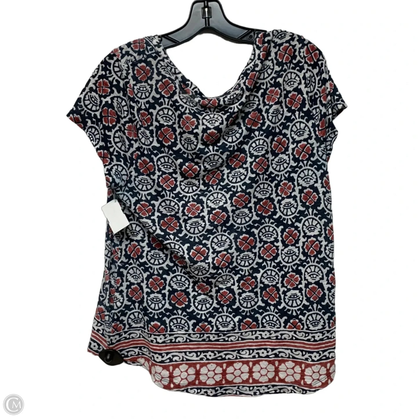 Top Short Sleeve By Lucky Brand In Blue & Orange, Size: L