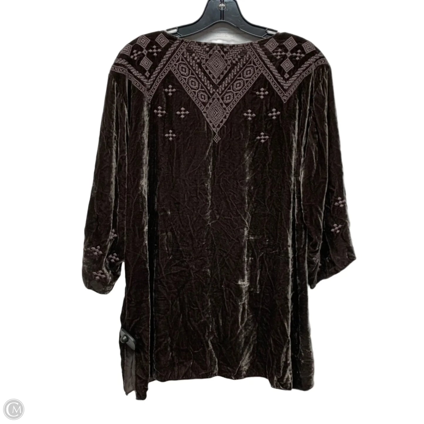 Top 3/4 Sleeve Designer By Johnny Was In Brown & Purple, Size: Lp