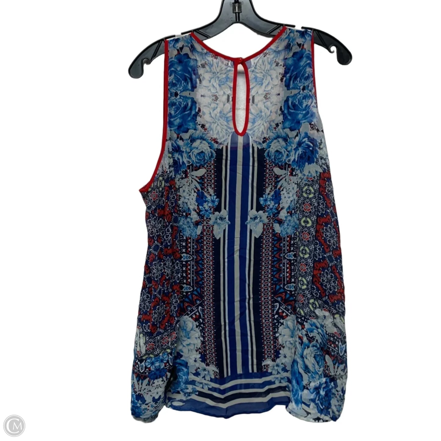 Top Sleeveless By Free 2 Luv In Blue & Red, Size: 2x