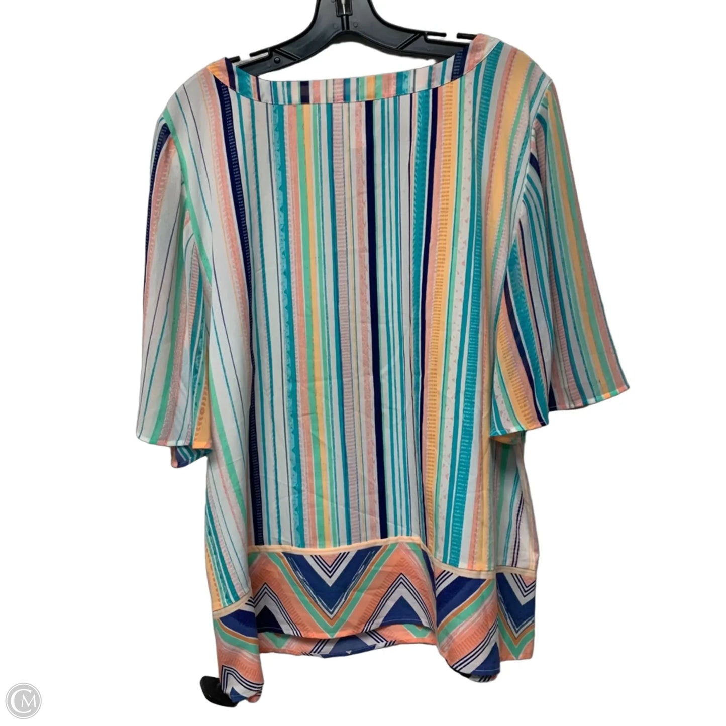 Top Short Sleeve By Chicos In Striped Pattern, Size: Xl