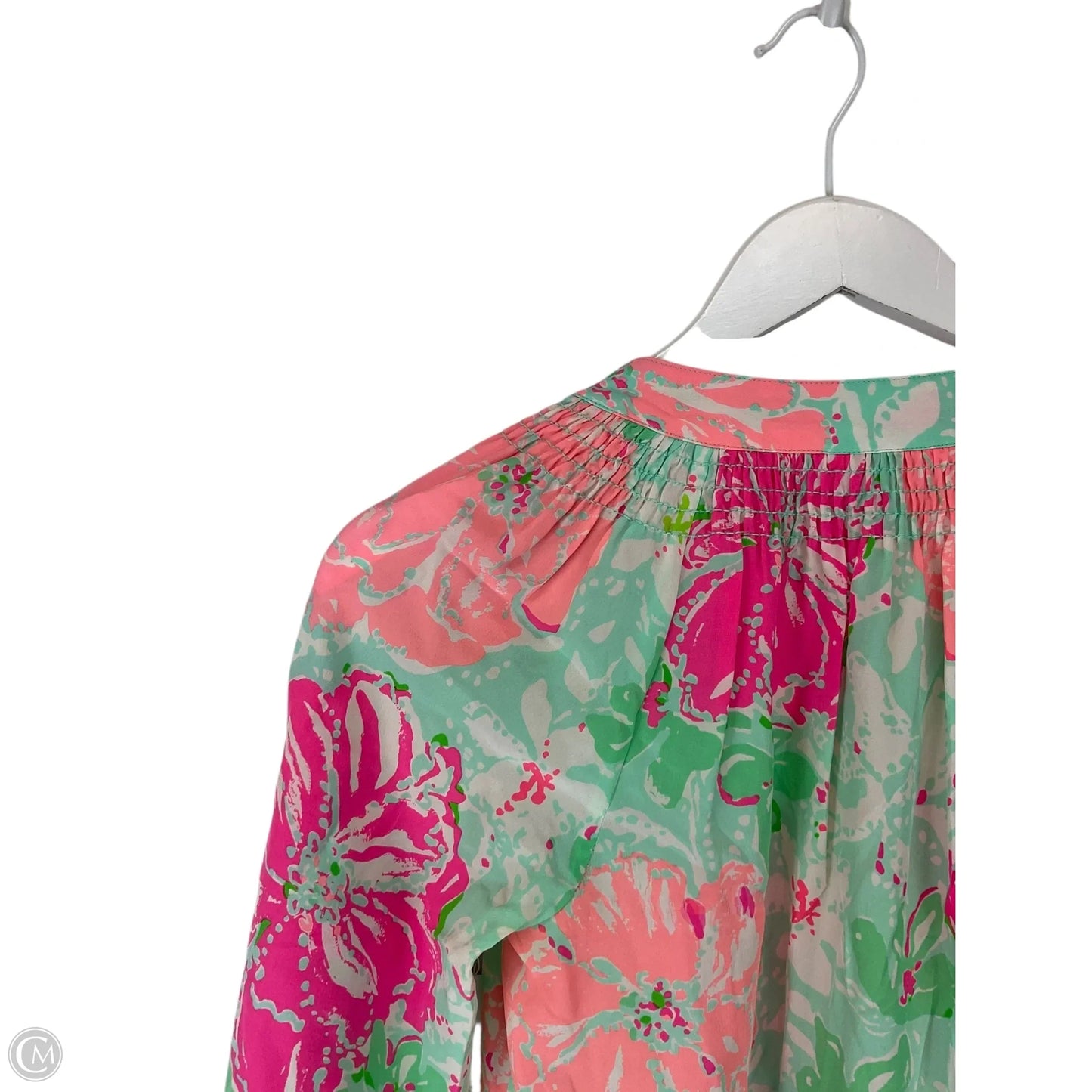 Top Long Sleeve Designer By Lilly Pulitzer In Green & Pink, Size: Xxs