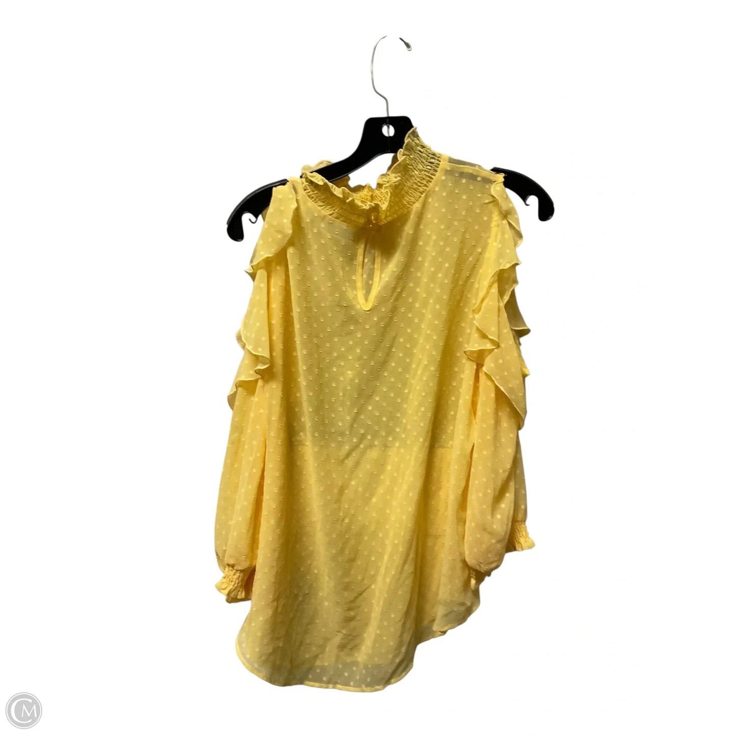 Top Long Sleeves By New York And Co In Yellow, Size: L