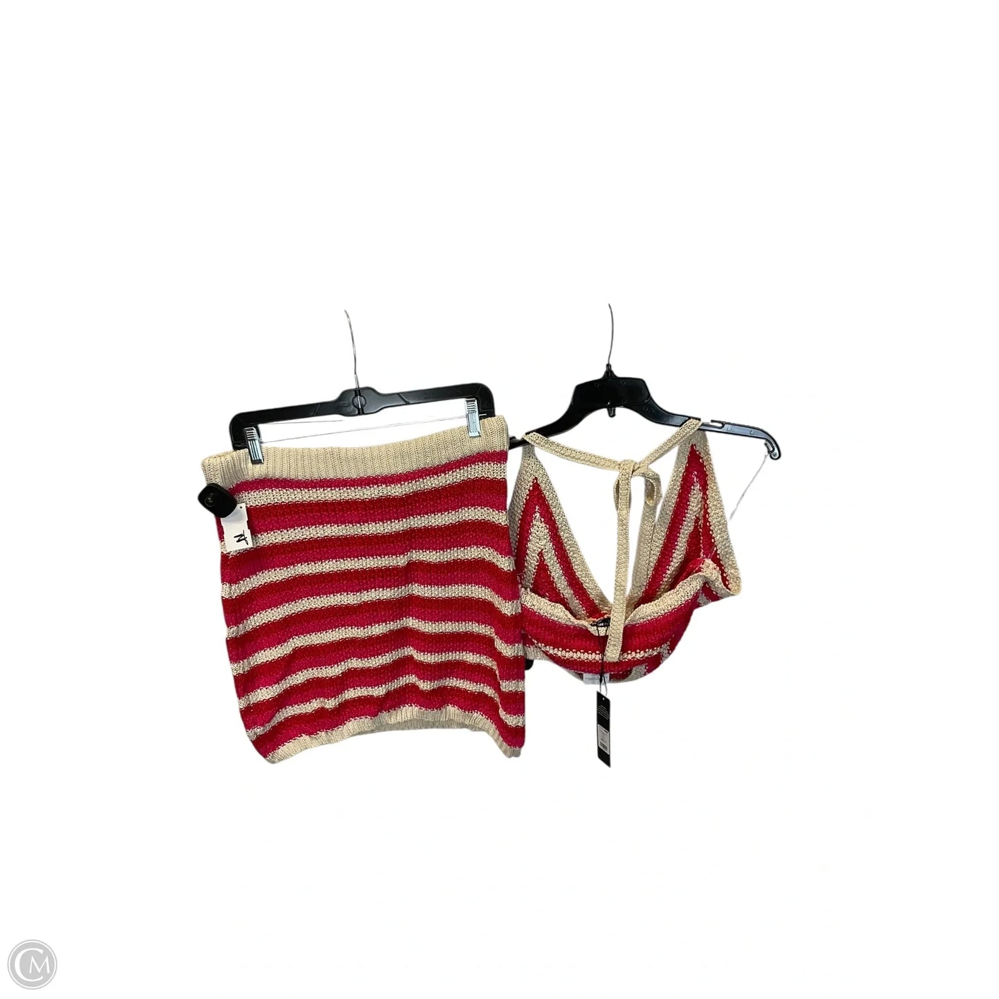 Skirt Set 2pc By Fashion Nova In Cream & Pink, Size: 1x