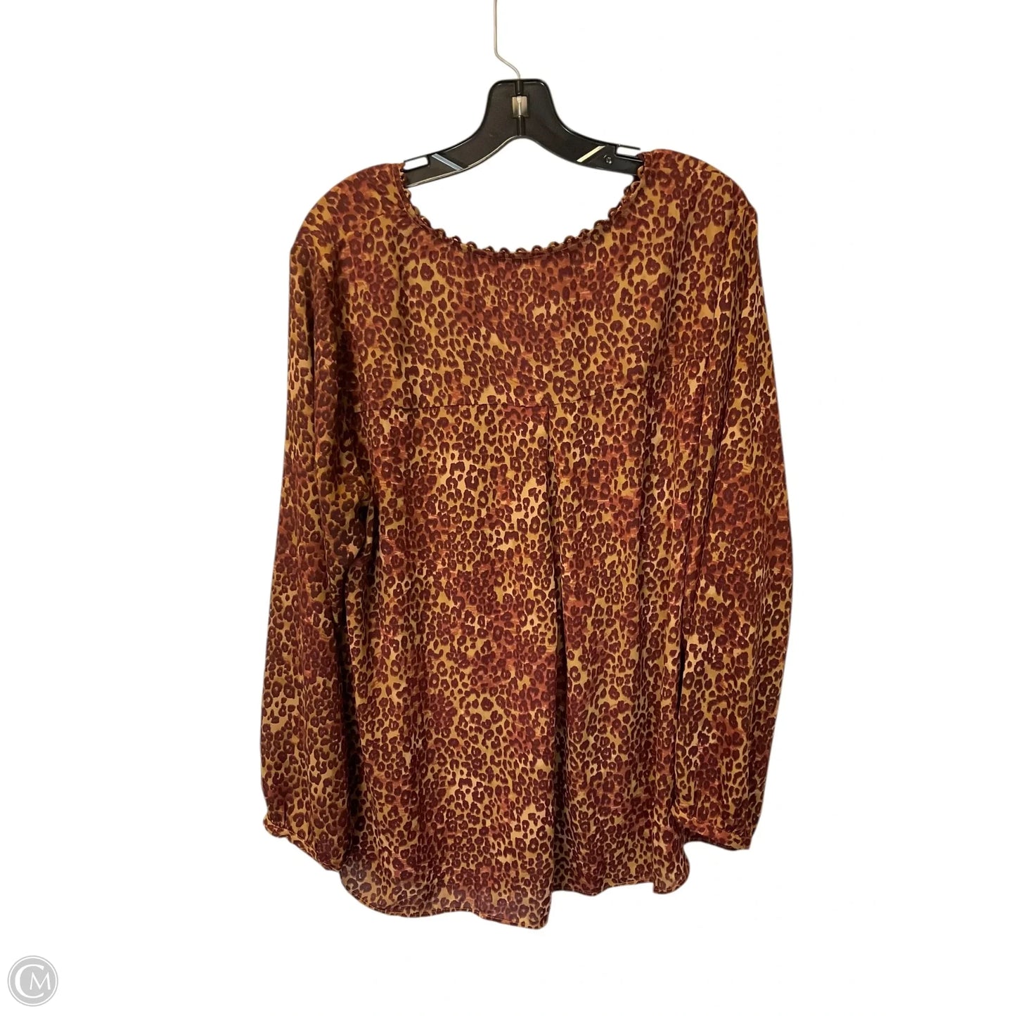 Top Long Sleeve By Daniel Rainn In Animal Print, Size: 3x